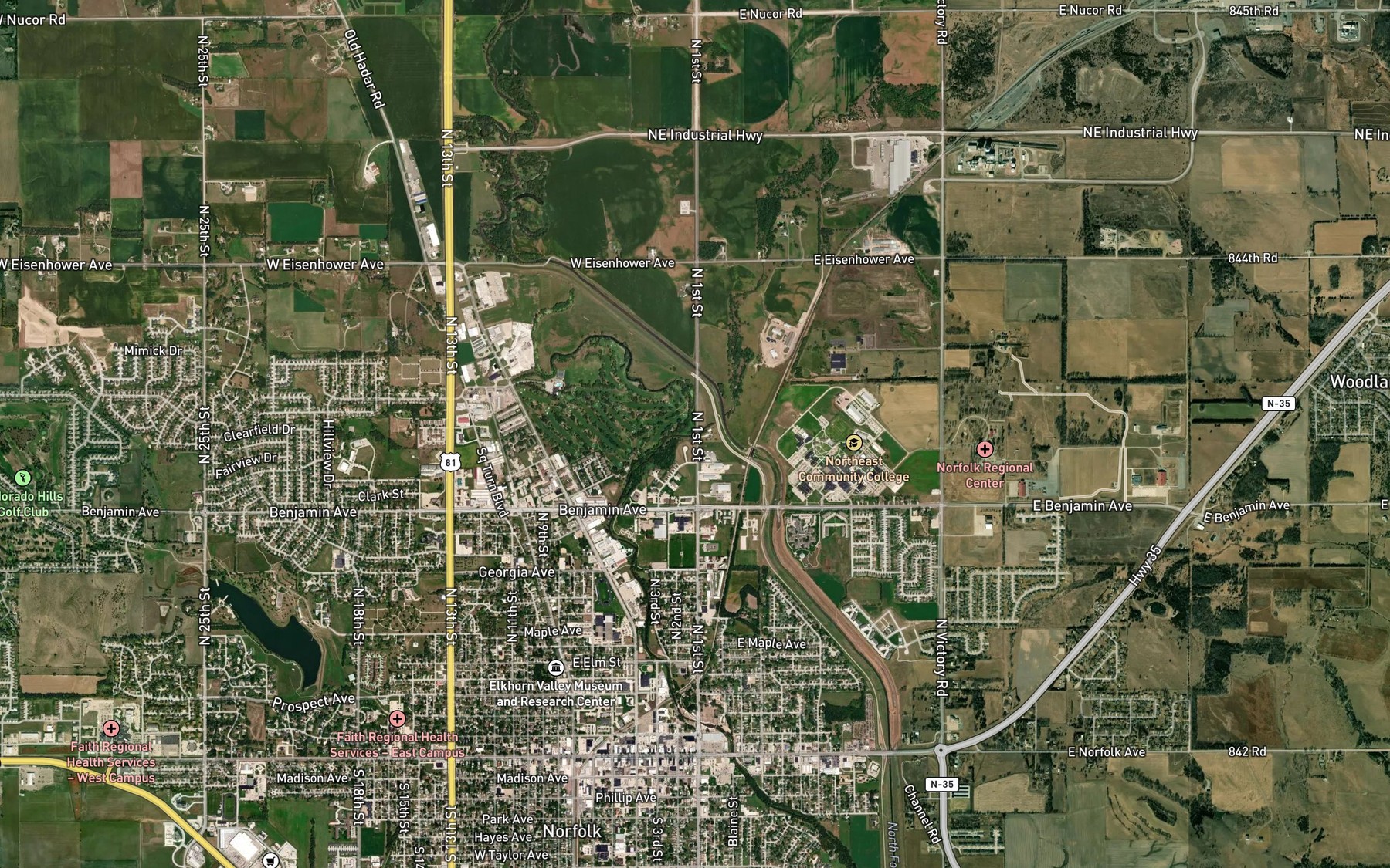 Satellite map of the Spring Branch