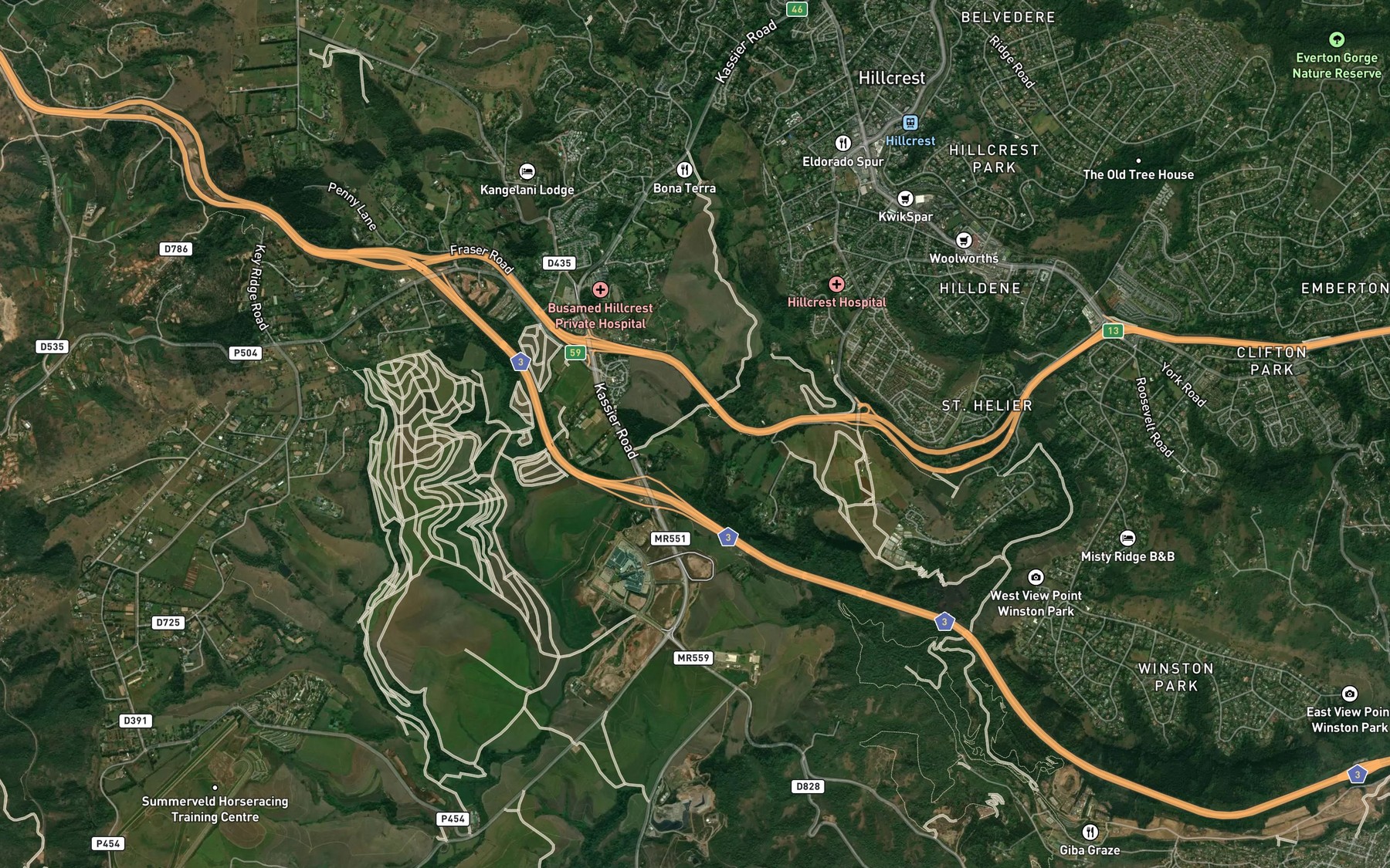 Satellite map of the Jackson's Falls