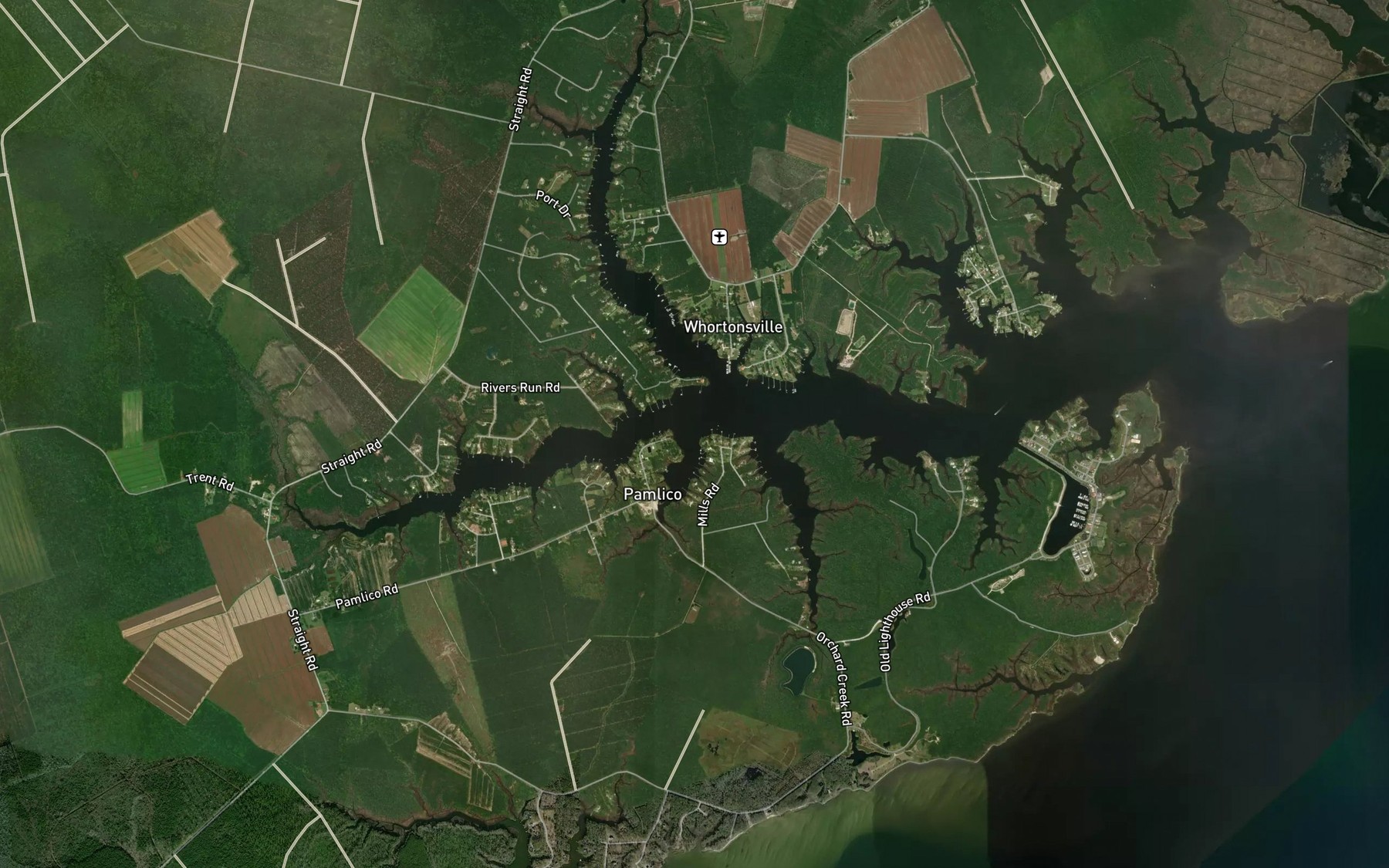 Satellite map of the Gideon Creek