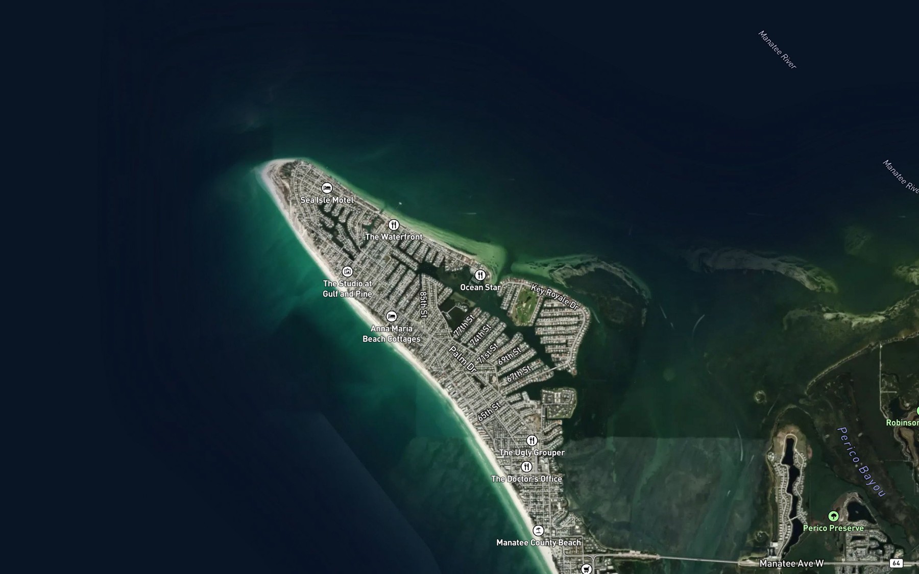 Satellite map of the Bimini Bay