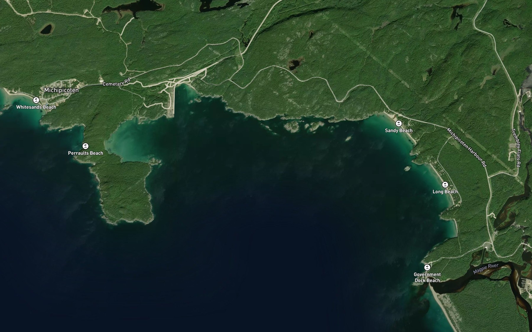 Satellite map of the Michipicoten Bay