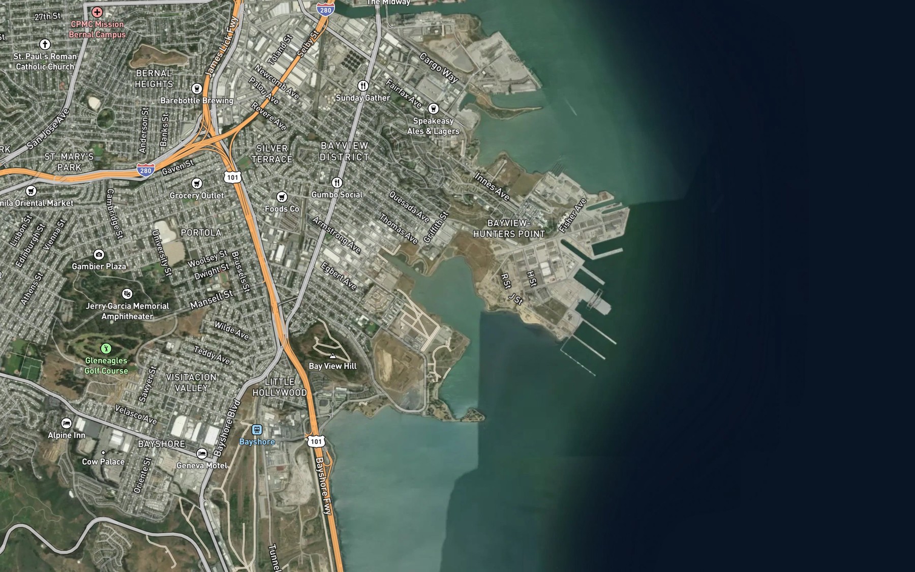 Satellite map of the South Basin