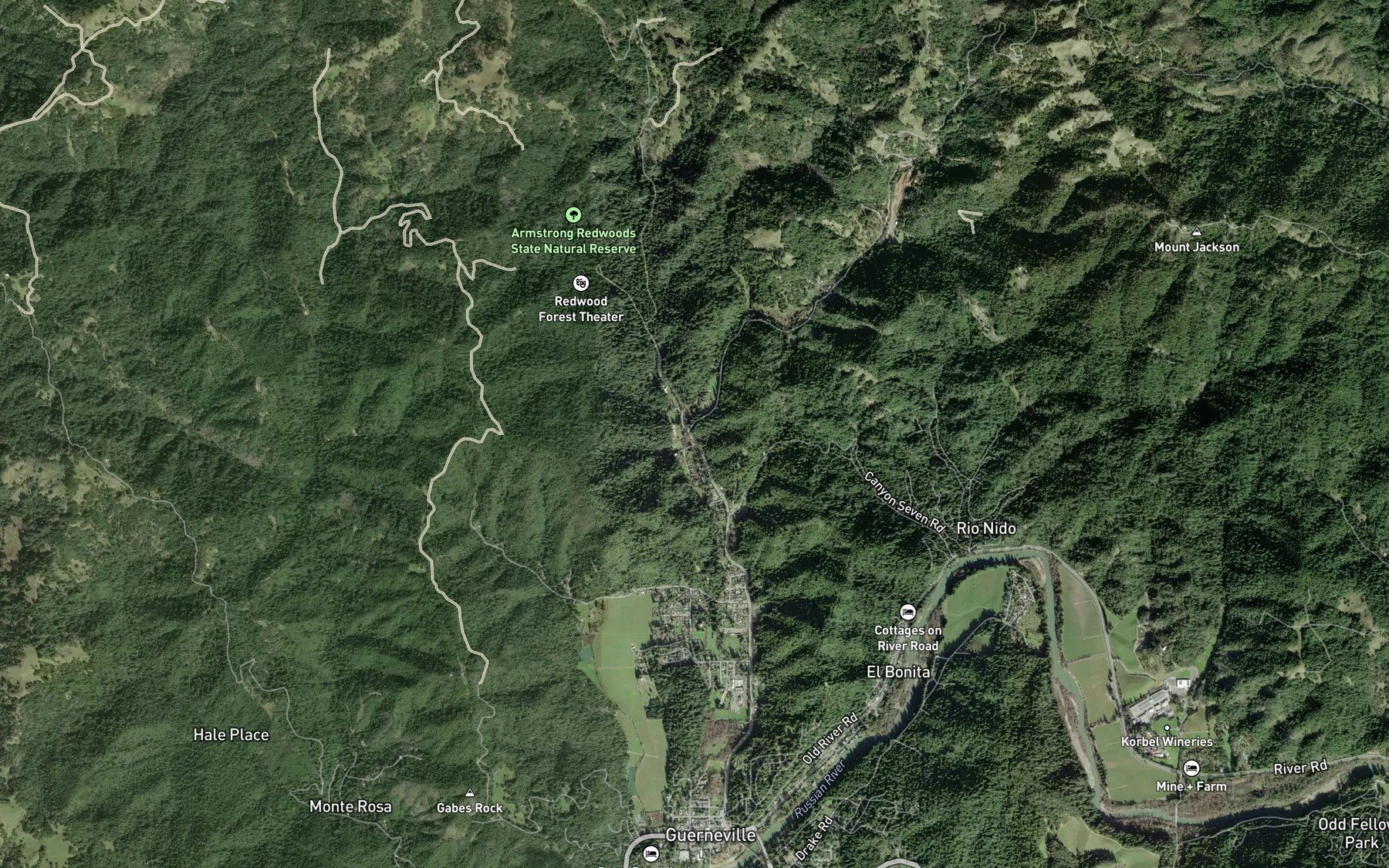 Satellite map of the Redwood Creek