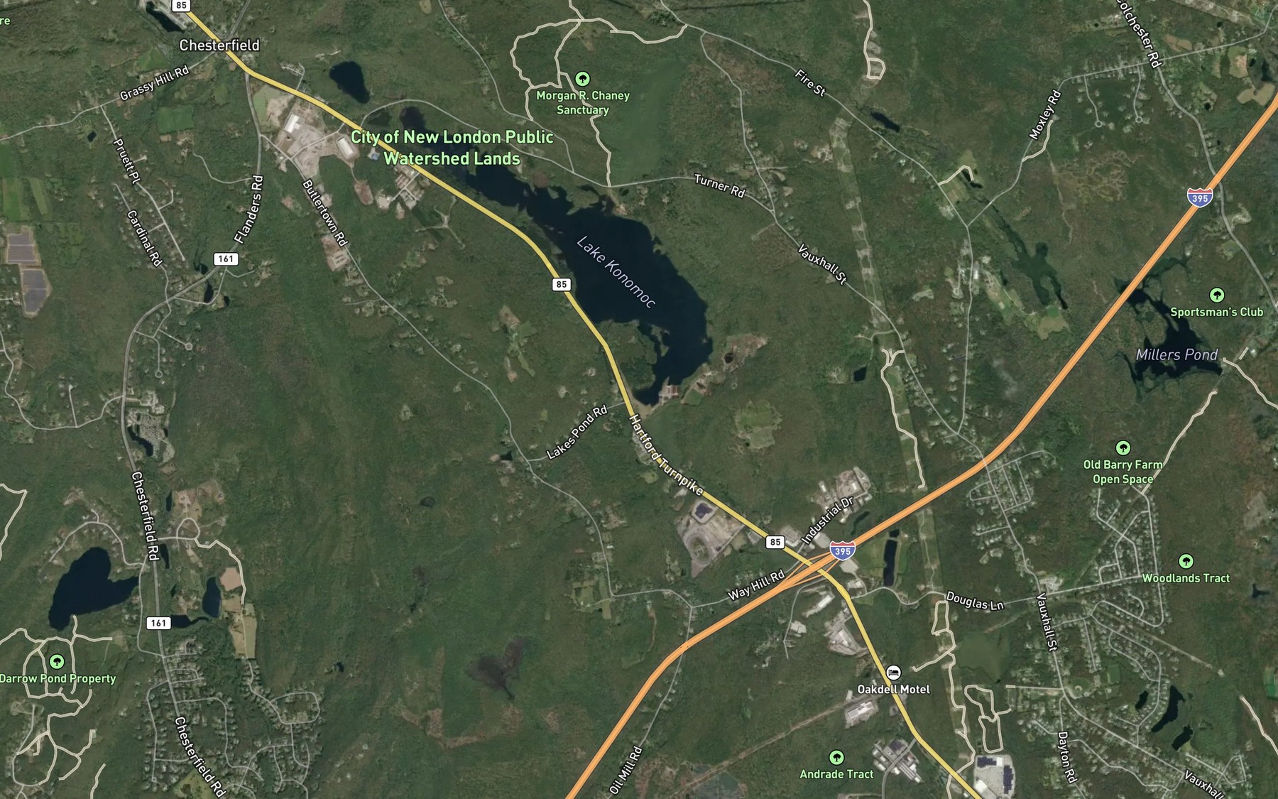 Satellite map of the Polly Brook
