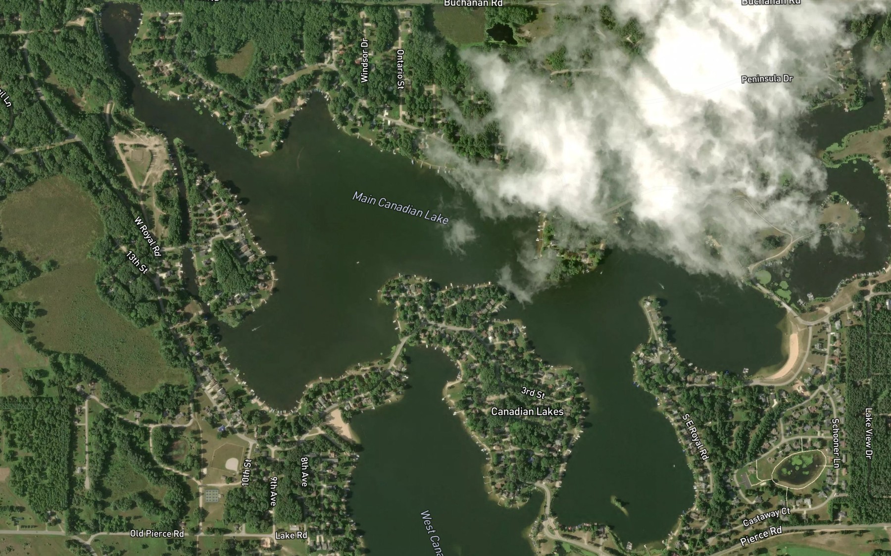 Satellite map of the East Canadian Lake