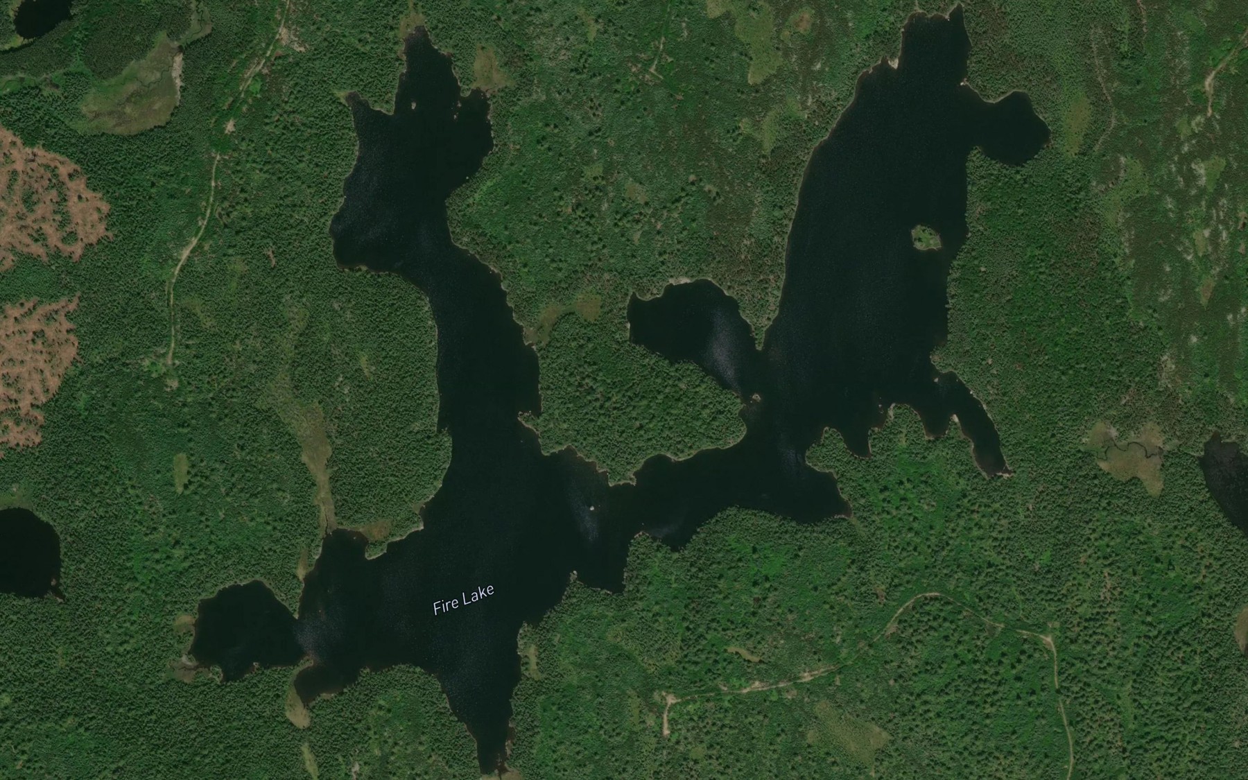 Satellite map of the Fire Lake