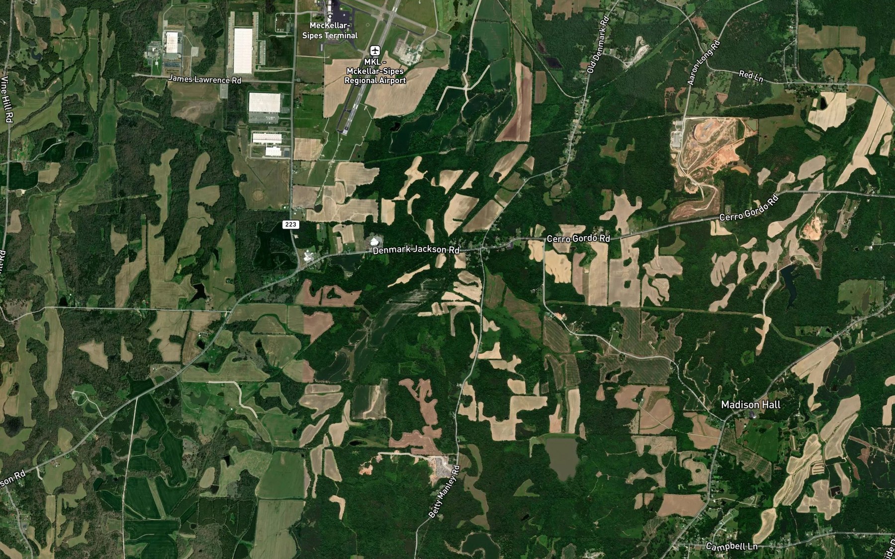 Satellite map of the Lackey Creek