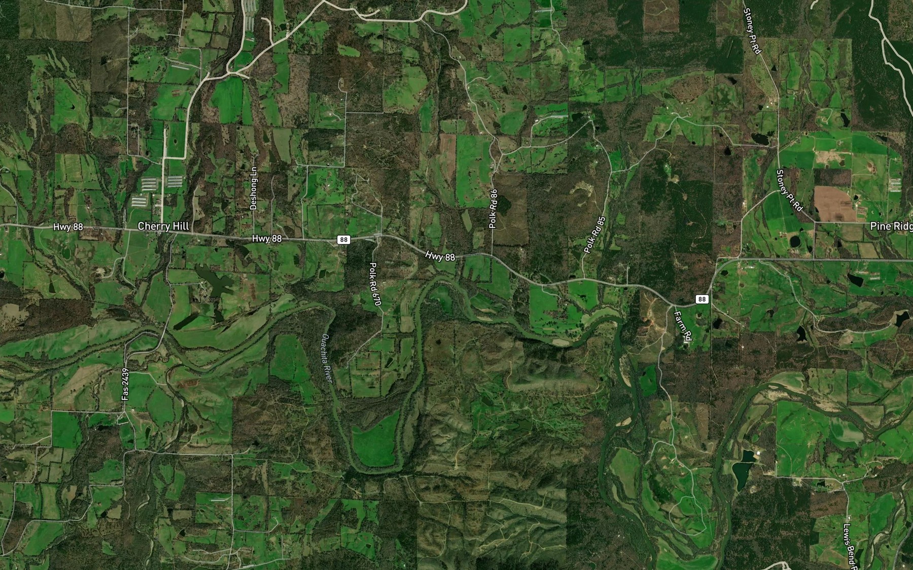 Satellite map of the Shack Creek