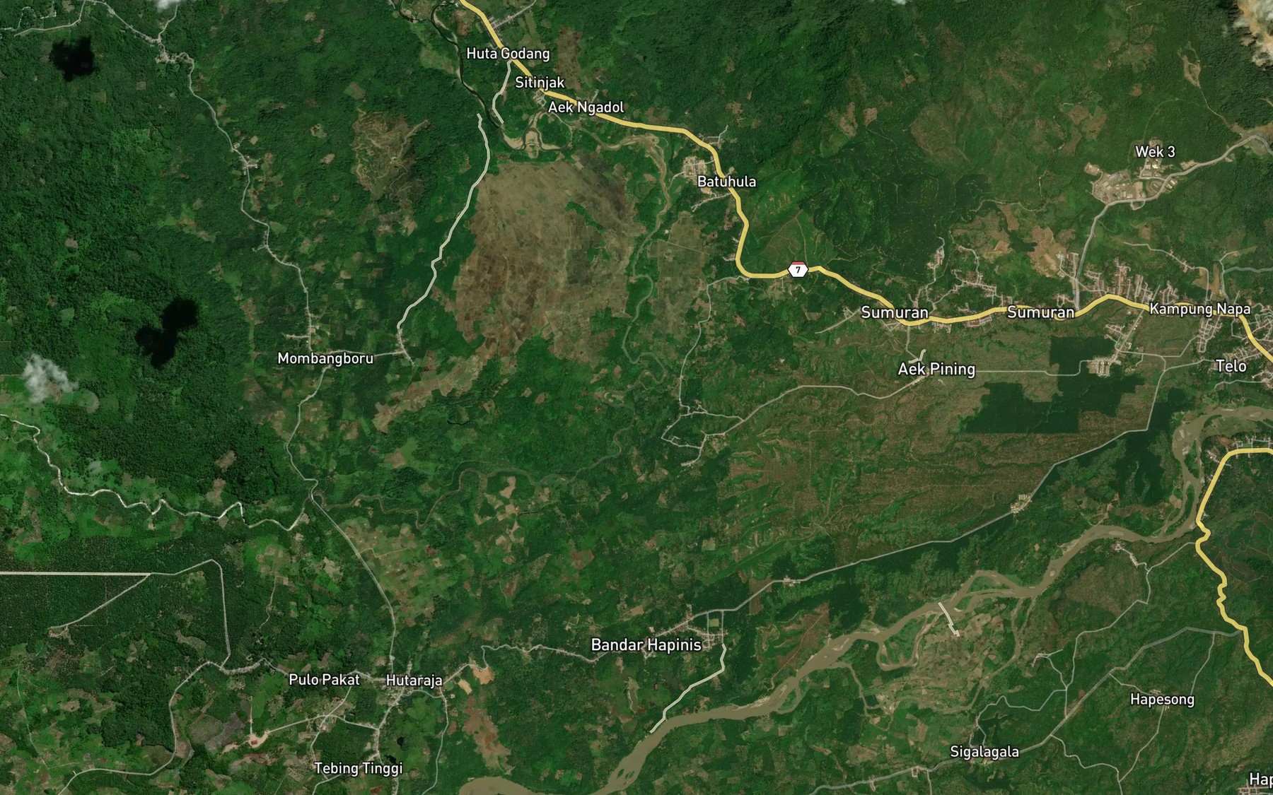 Satellite map of the Aek Sumuran