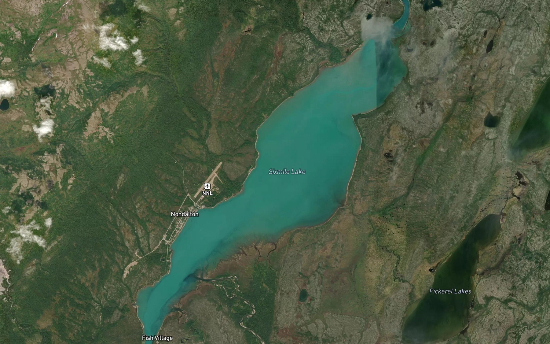 Satellite map of the Sixmile Lake