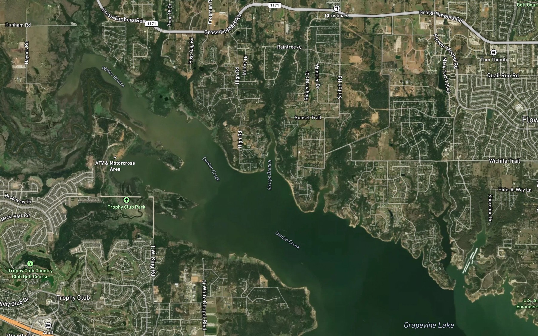 Satellite map of the Sharps Branch