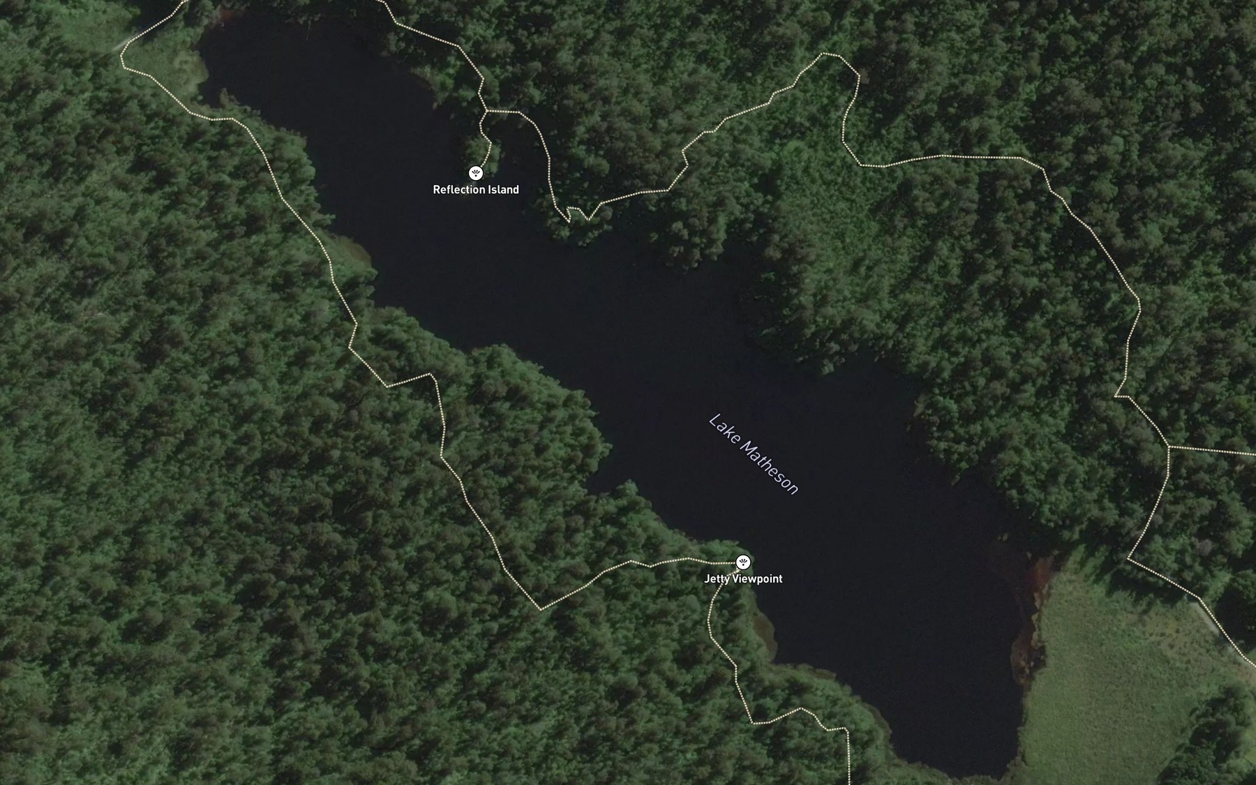 Satellite map of the Lake Matheson