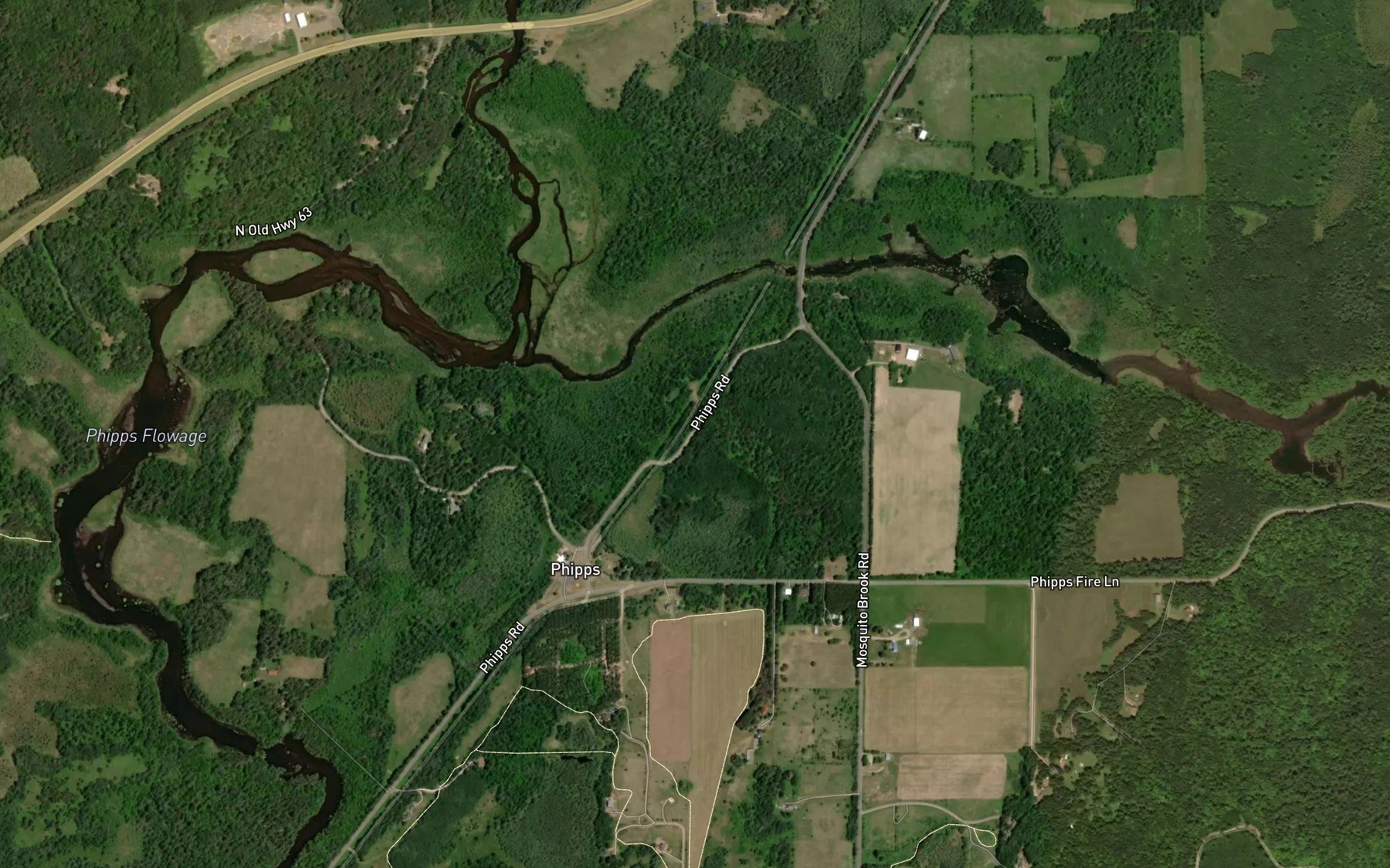 Satellite map of the Phipps Flowage