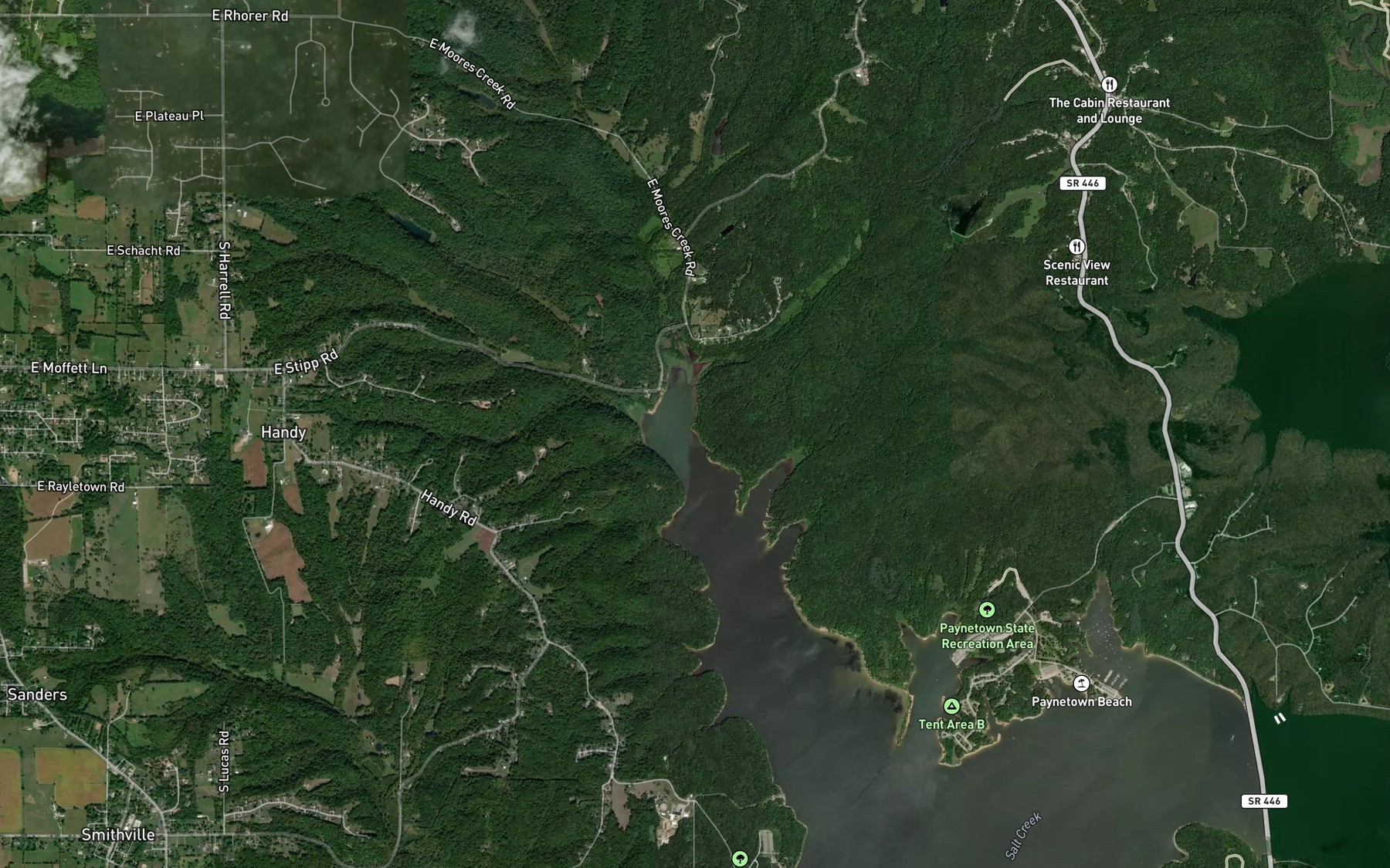Satellite map of the Baxter Branch