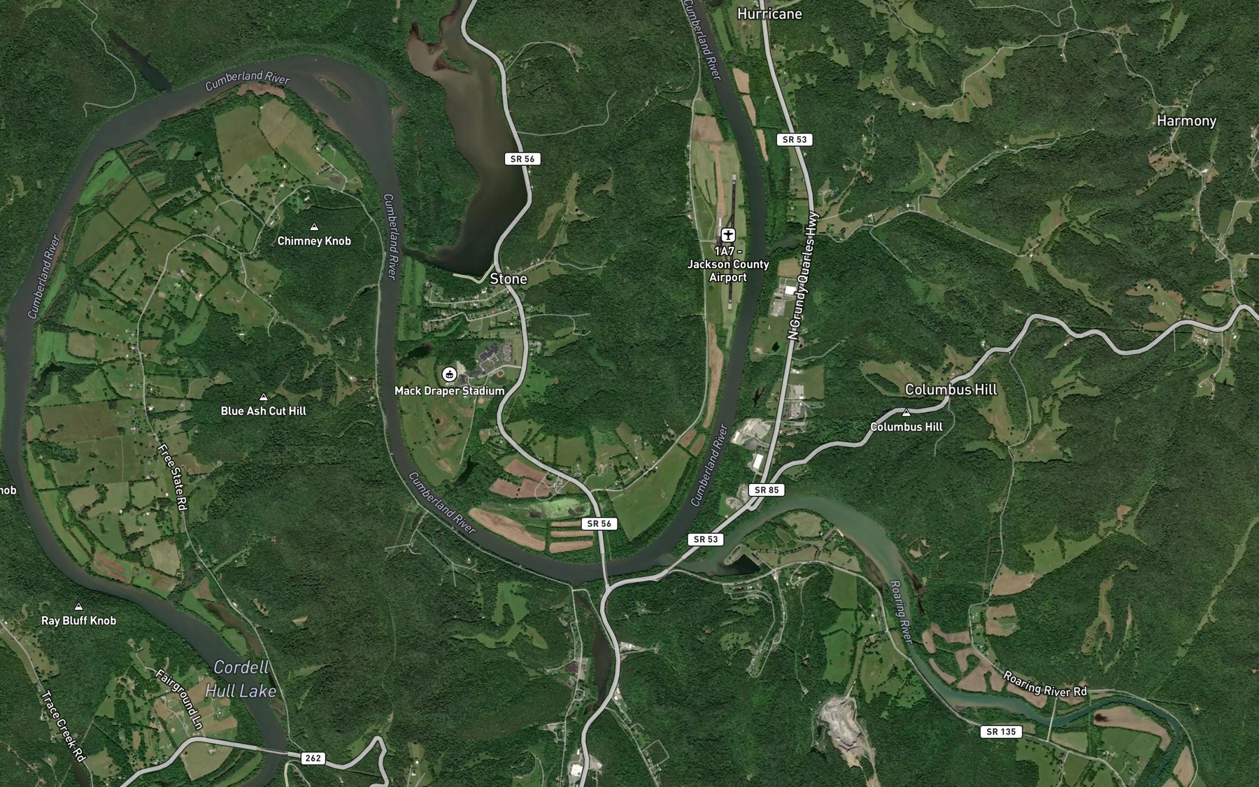 Satellite map of the Moore Bottom