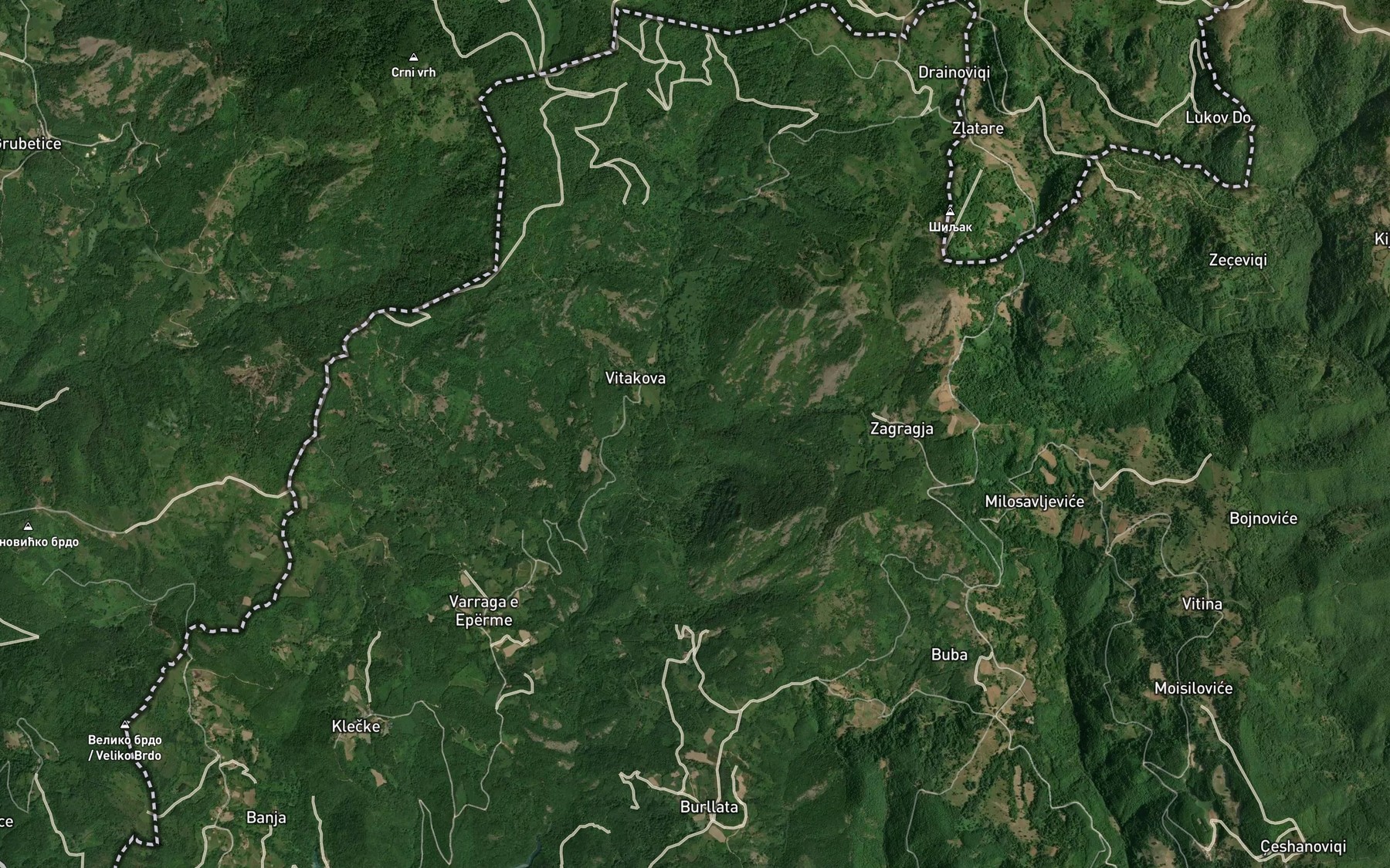 Satellite map of the Lumi i Zhagrodes
