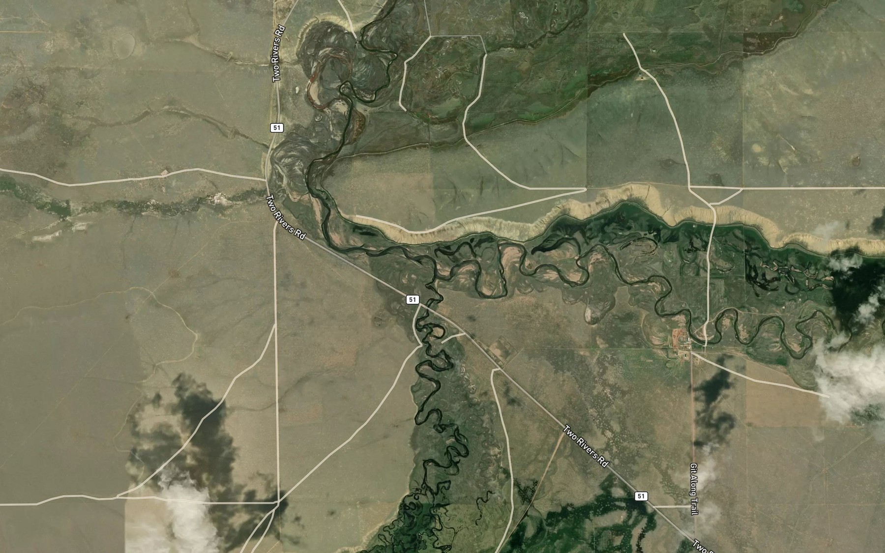 Satellite map of the Little Laramie River