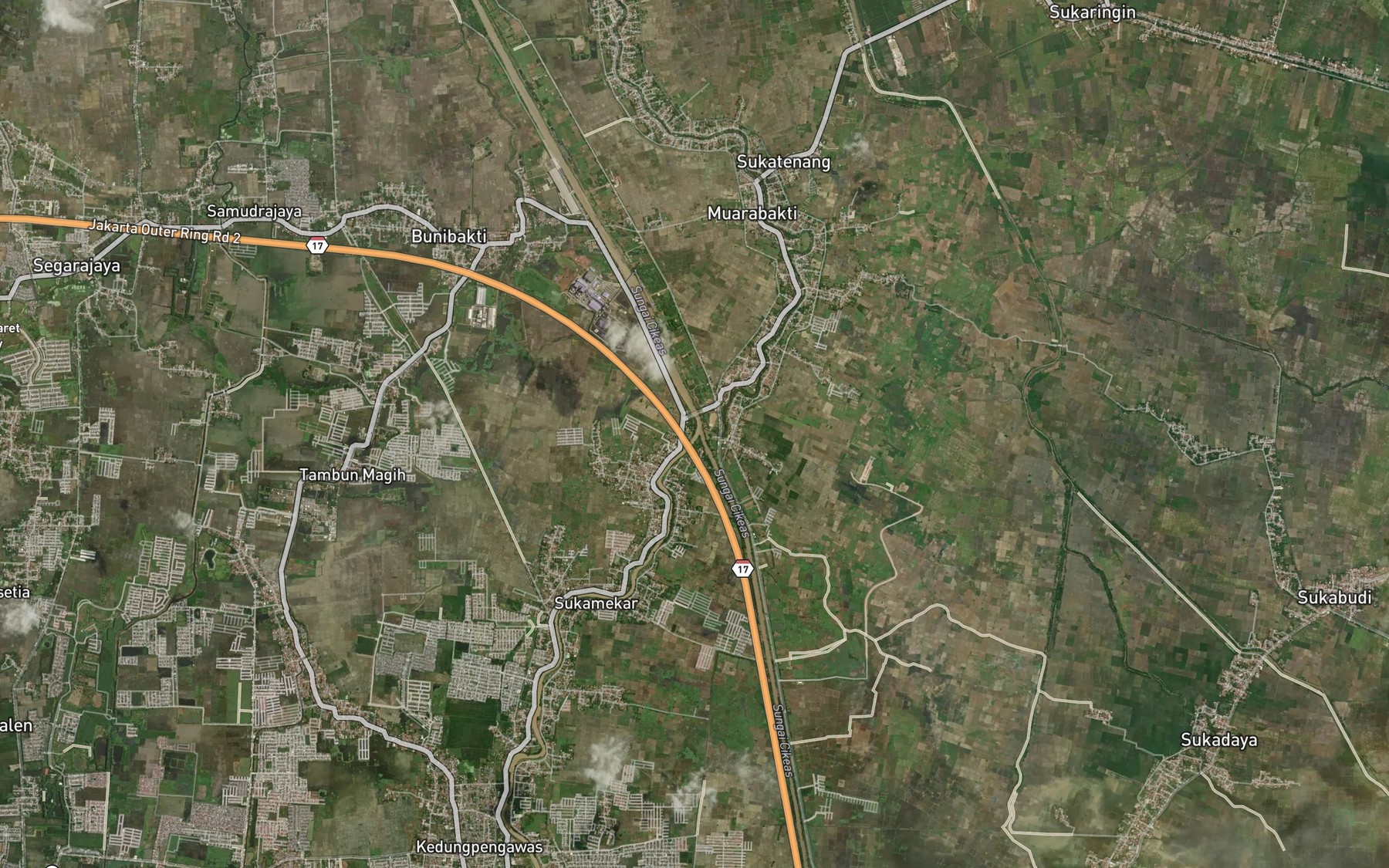 Satellite map of the Kali Bekasi