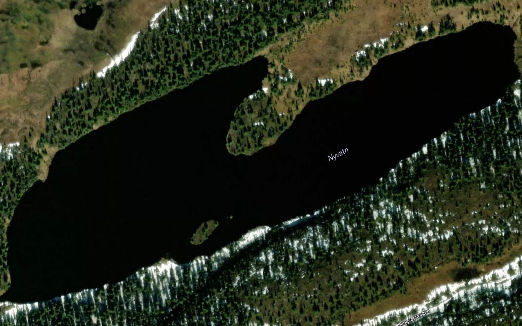 Satellite map of the Nyvatn