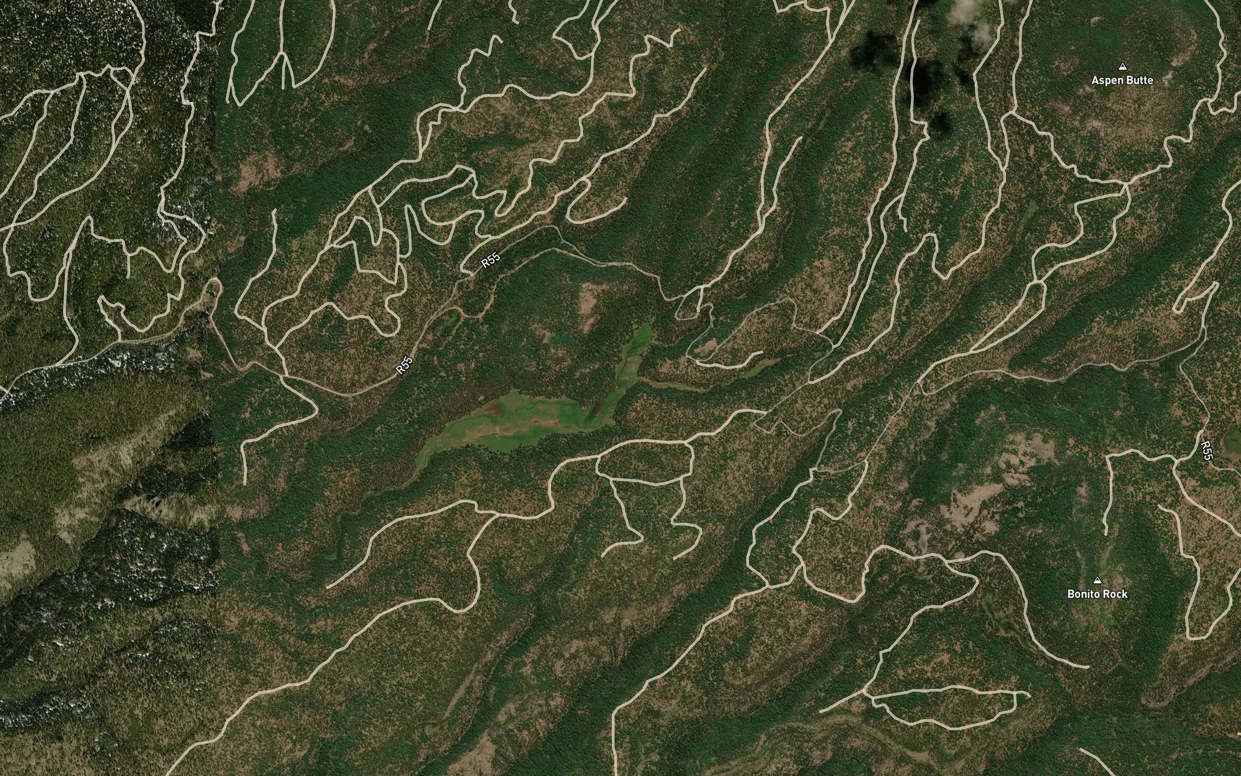 Satellite map of the Boggy Creek