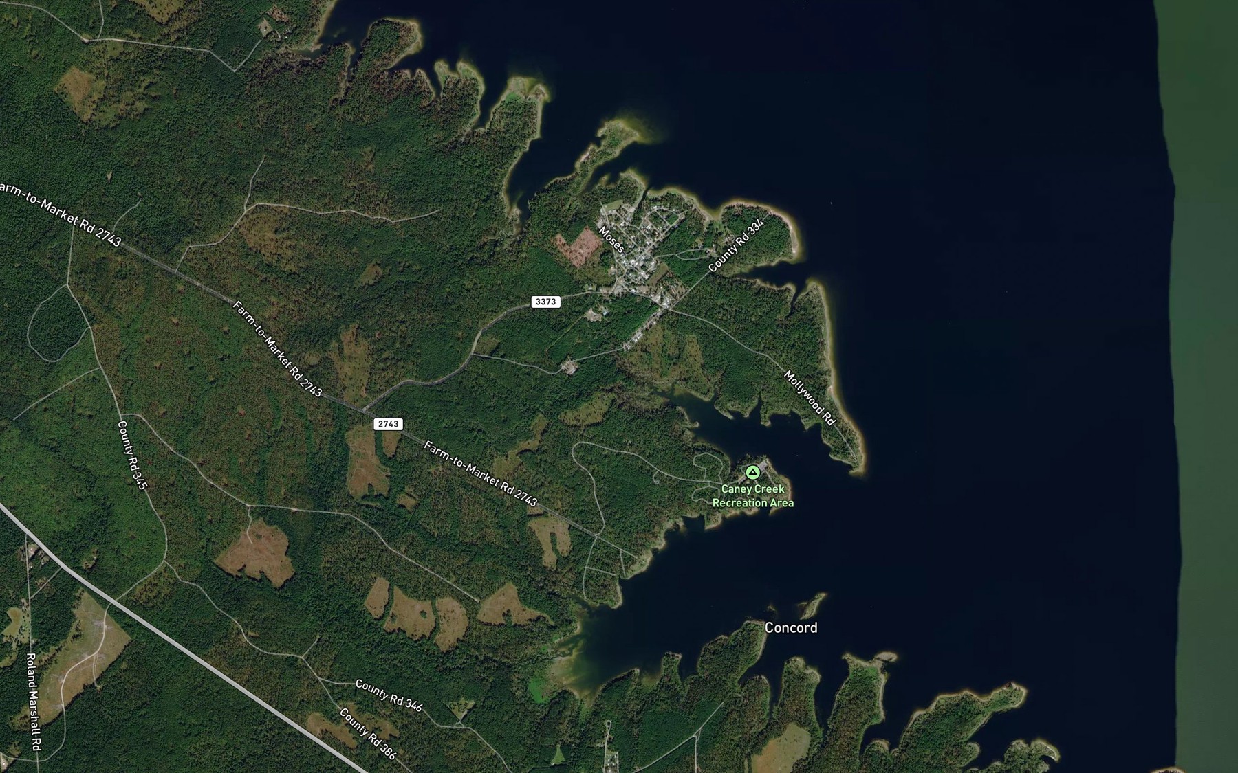 Satellite map of the Little Caney Creek