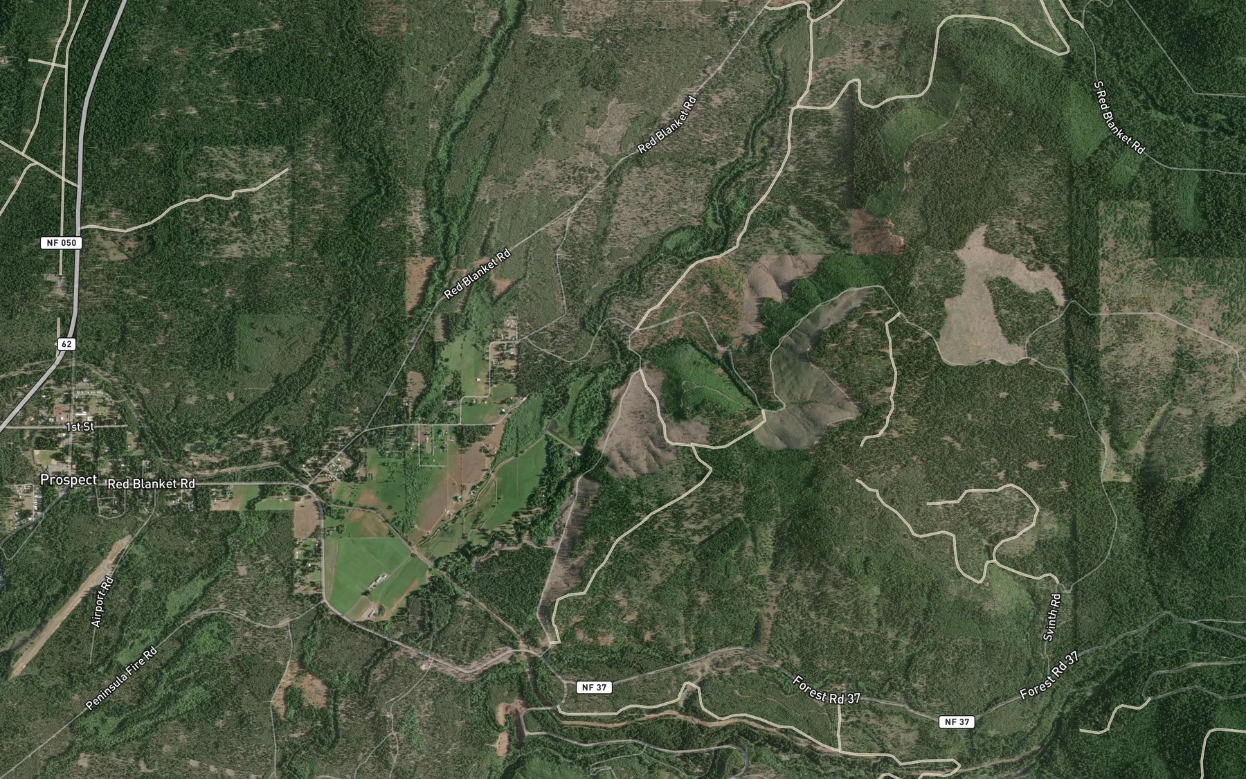 Satellite map of the Red Blanket Reservoir