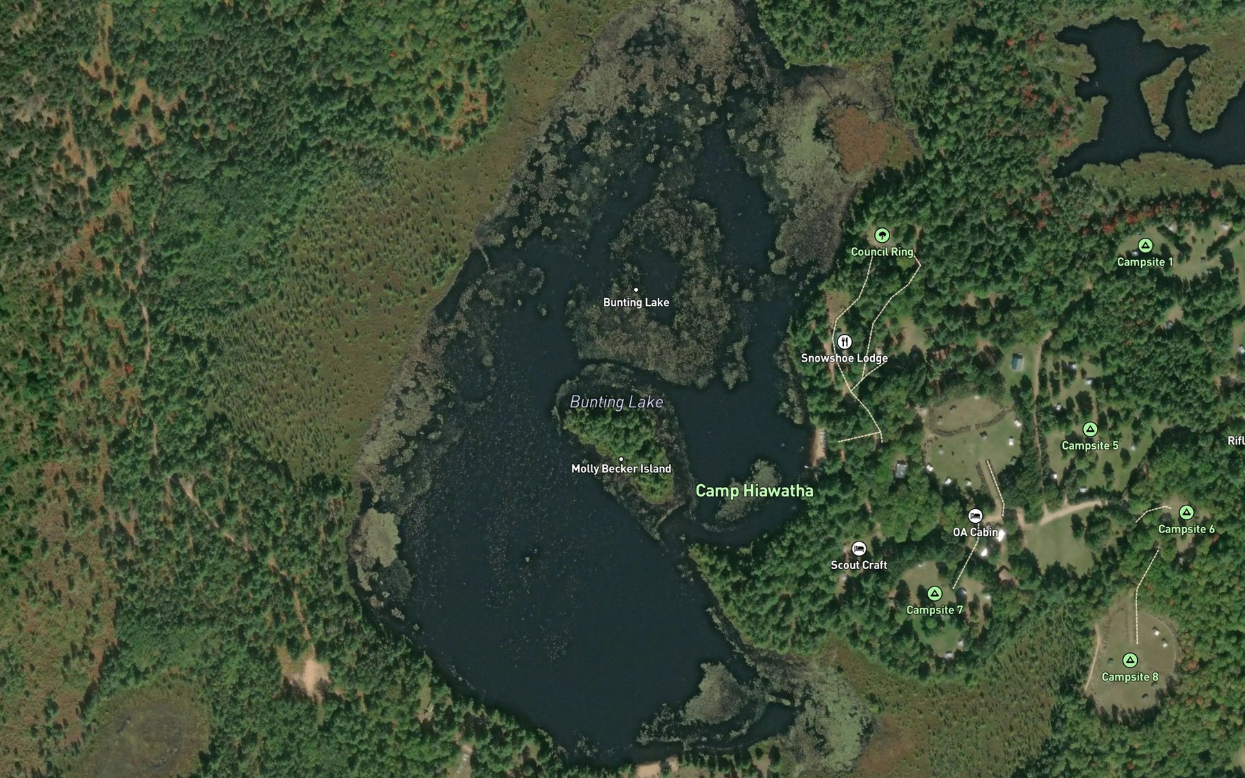 Satellite map of the Bunting Lake