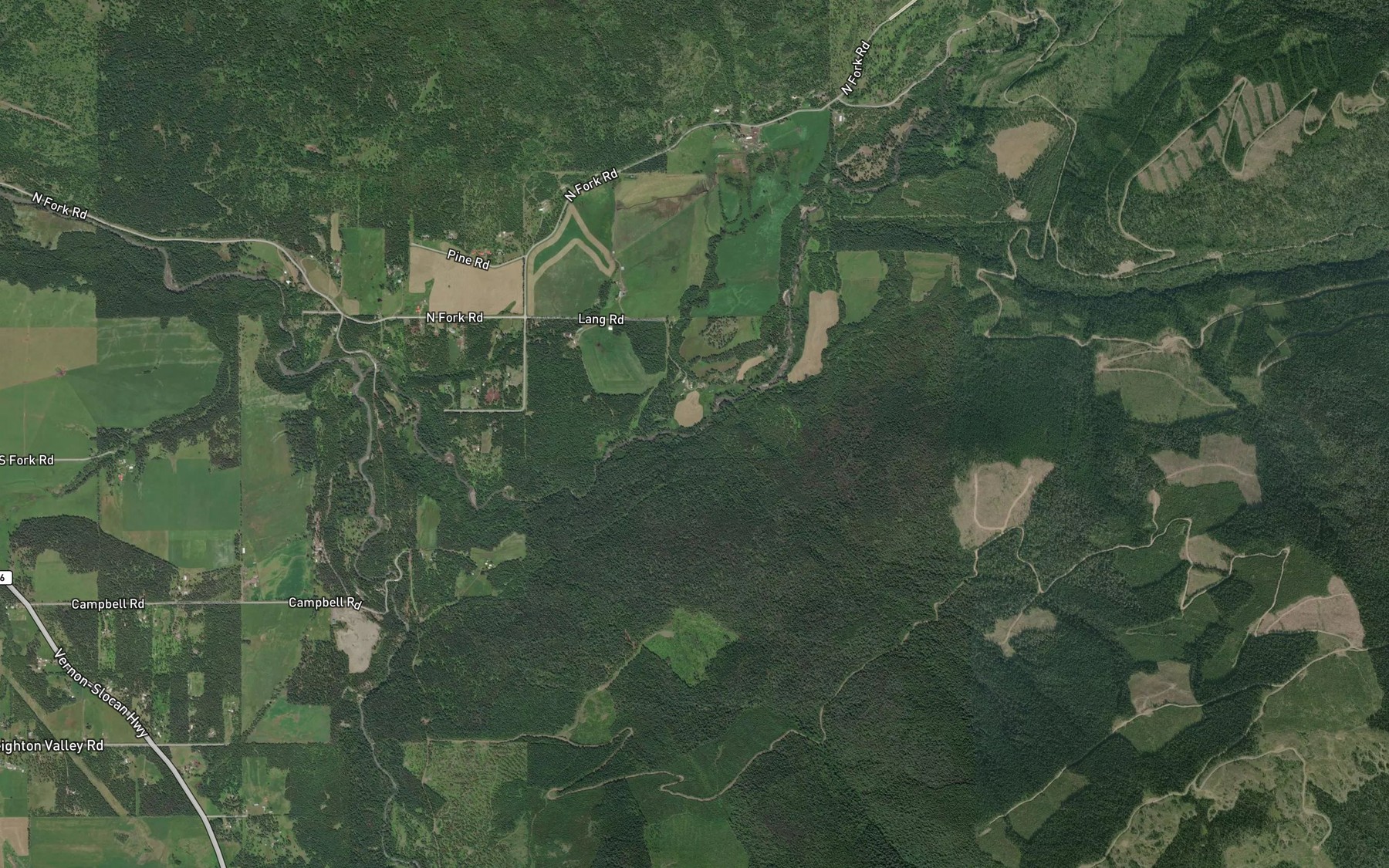 Satellite map of the Fairbrother Creek