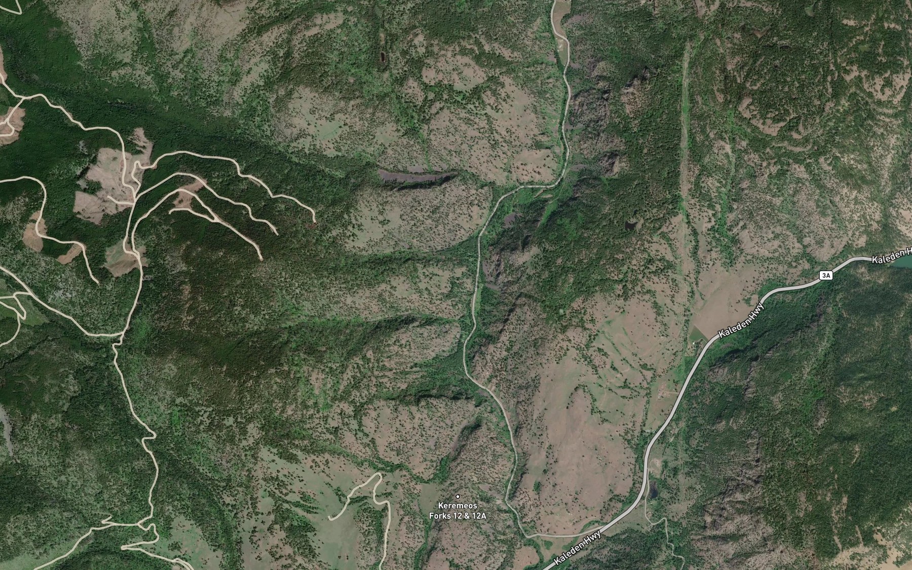 Satellite map of the South Keremeos Creek