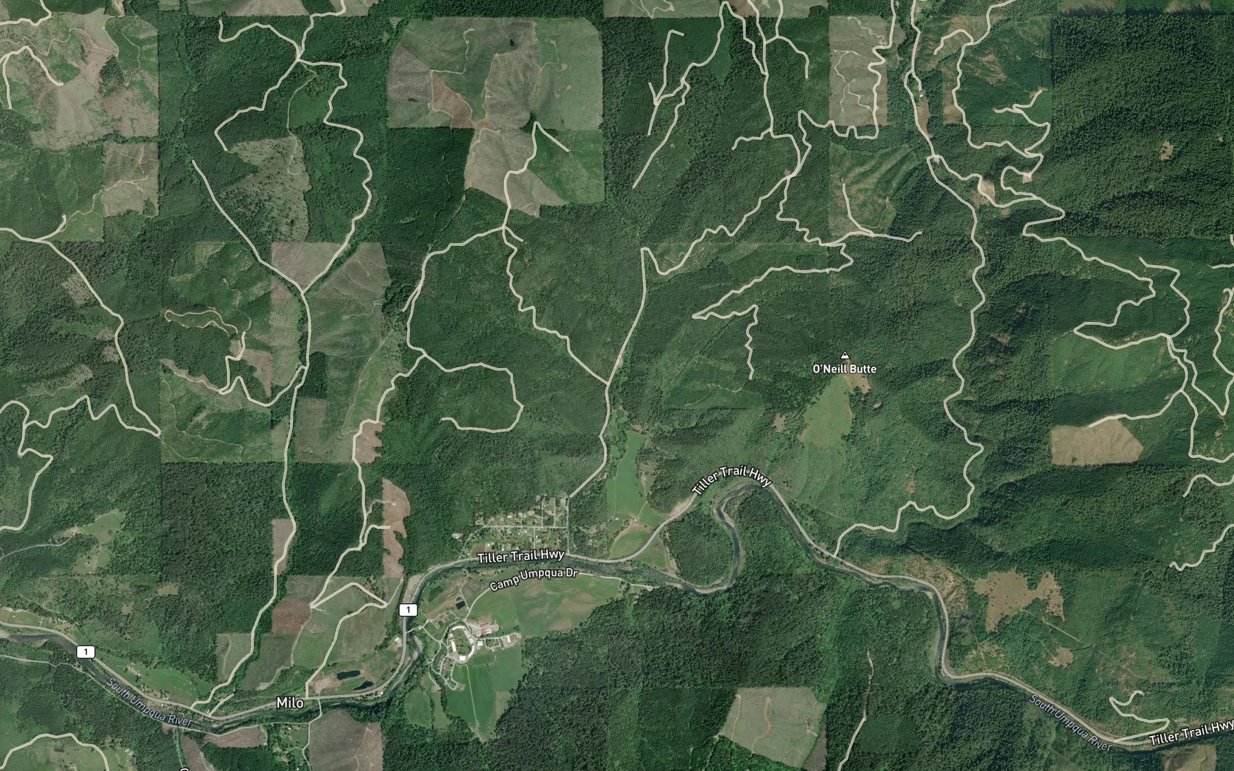 Satellite map of the Coble Creek
