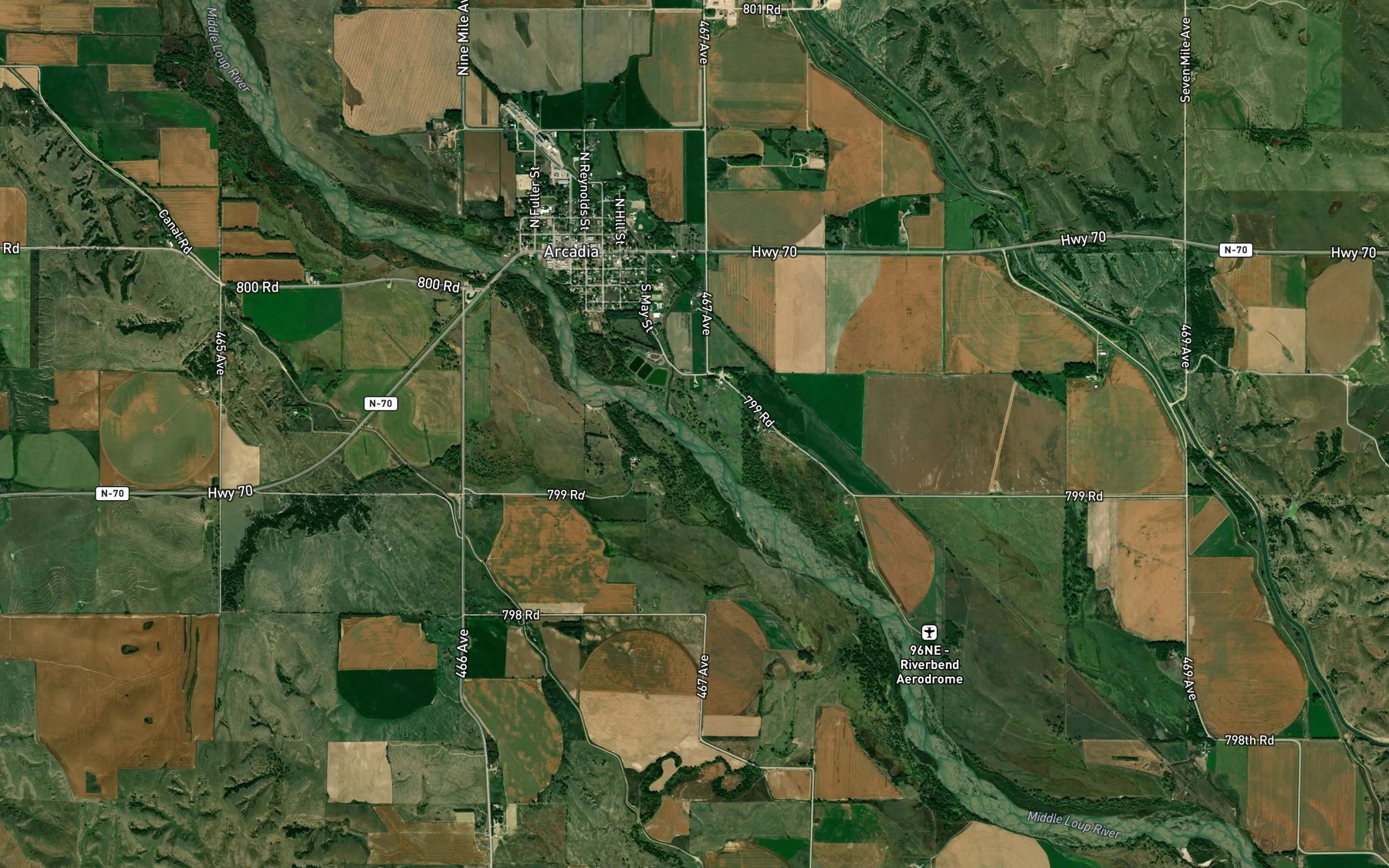 Satellite map of the Hawthorne Creek