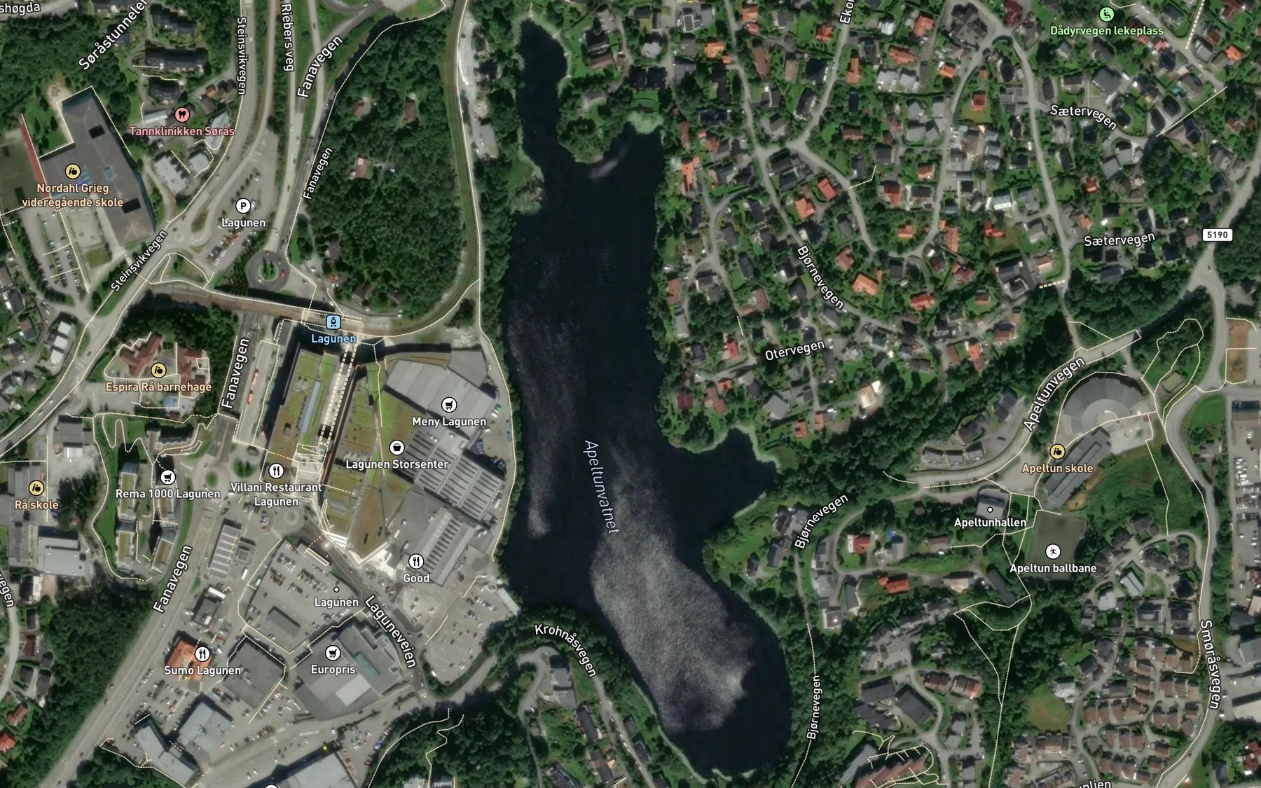 Satellite map of the Apeltunvatnet