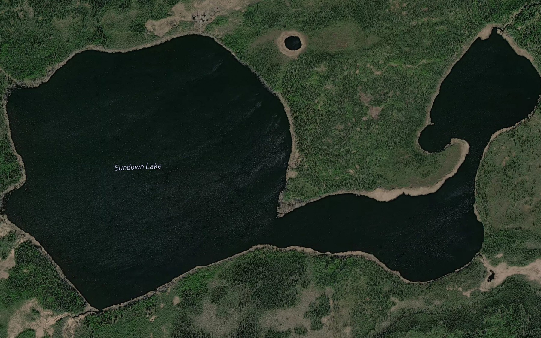 Satellite map of the Sundown Lake