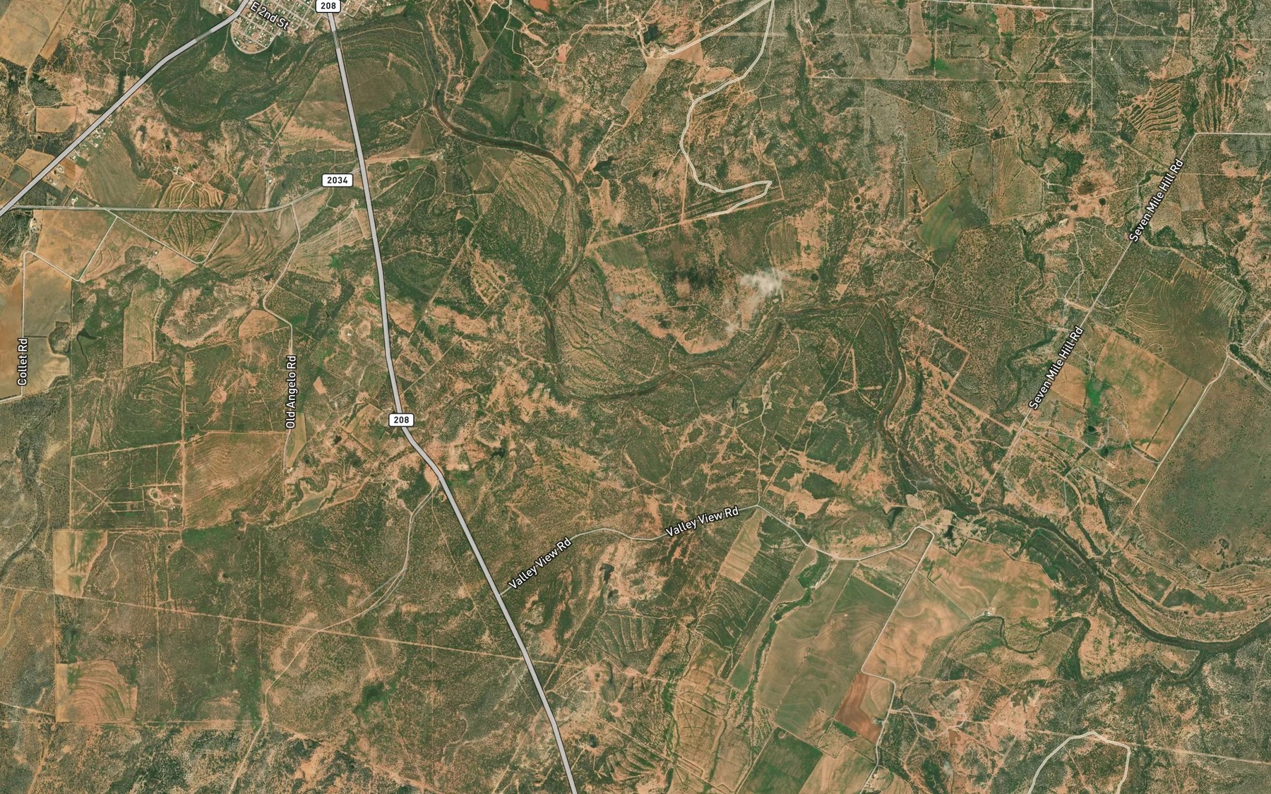 Satellite map of the Storey Creek