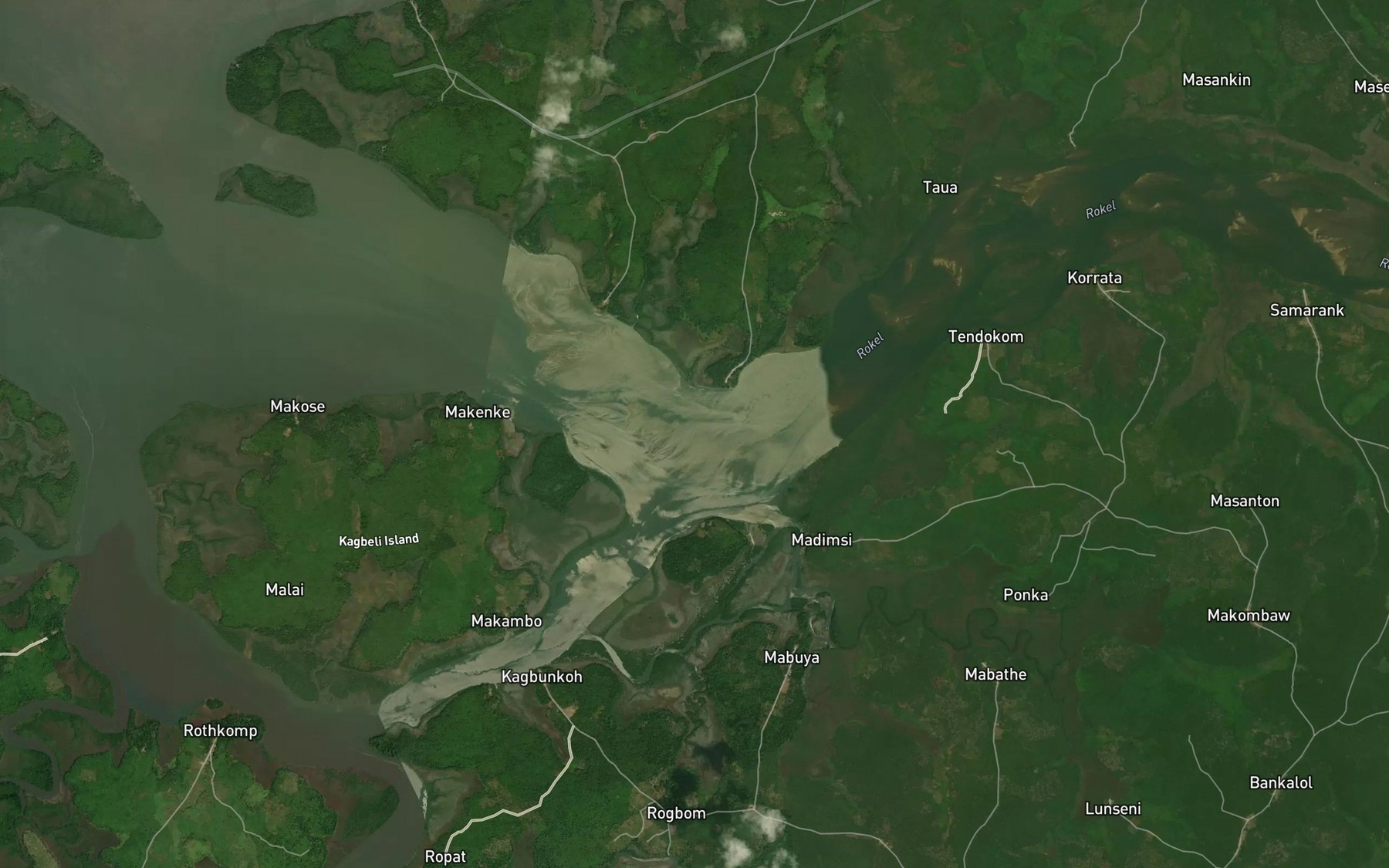 Satellite map of the Rokel Creek