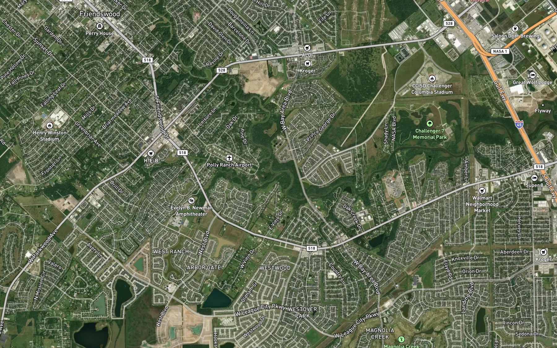 Satellite map of the Chigger Creek