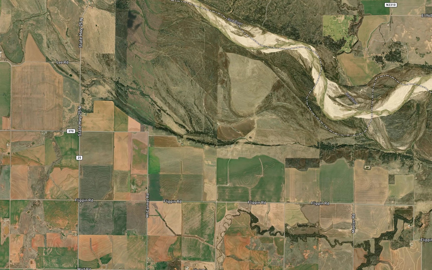 Satellite map of the Adams Creek