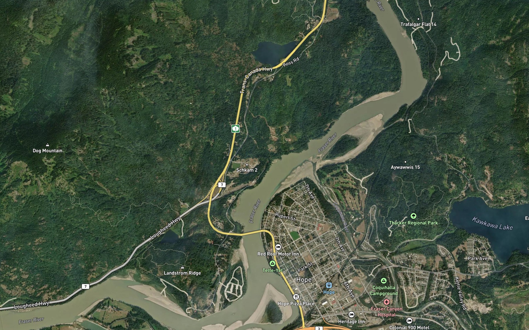 Satellite map of the Schkam Creek
