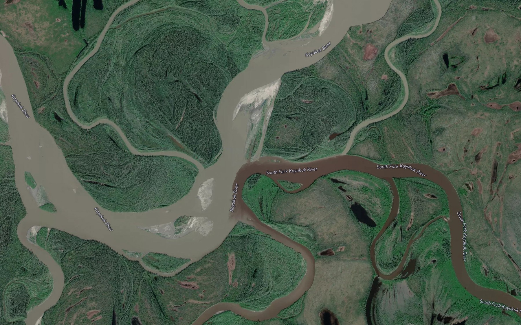 Satellite map of the South Fork Koyukuk River