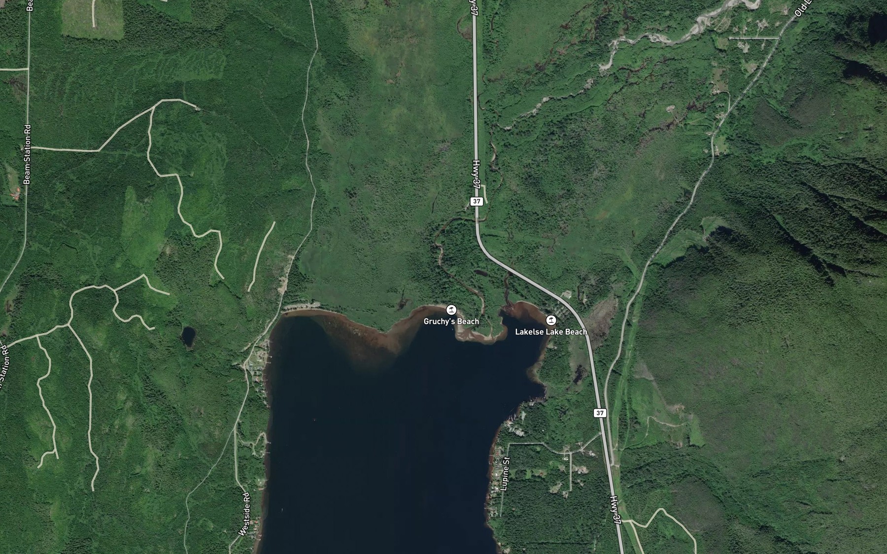 Satellite map of the Williams Creek