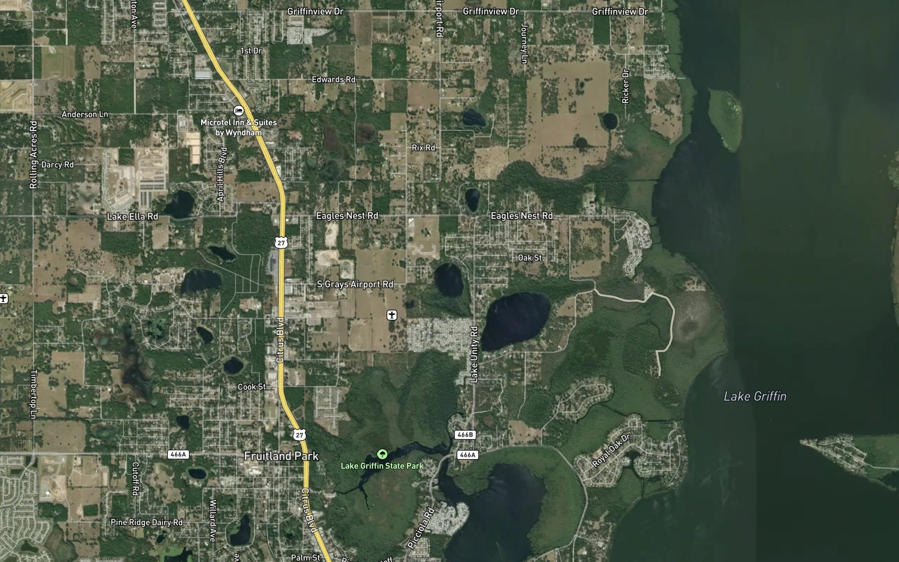 Satellite map of the Lake Idlewild