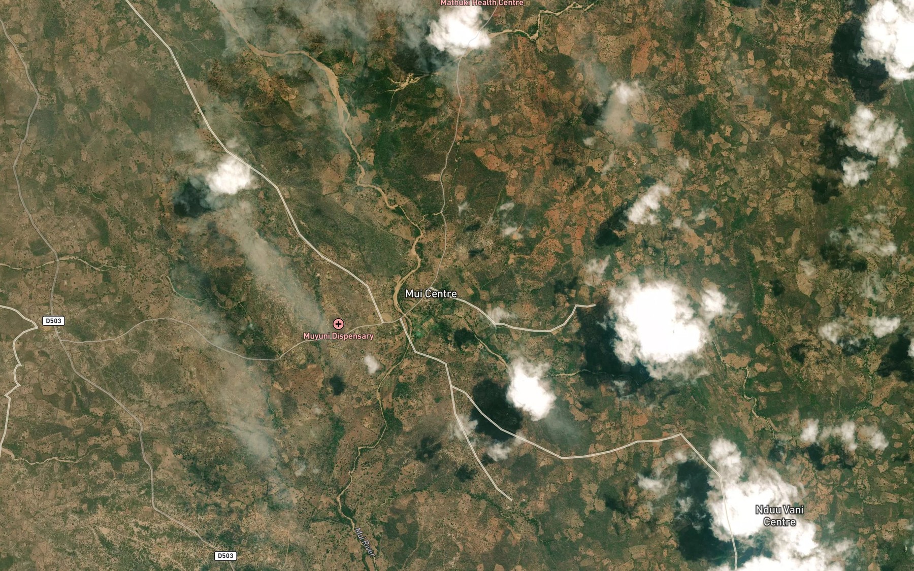 Satellite map of the Muvu Dam