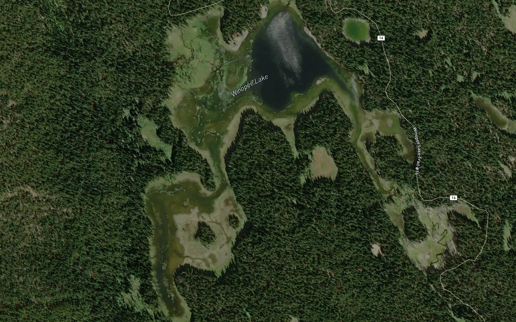 Satellite map of the Winopee Lake