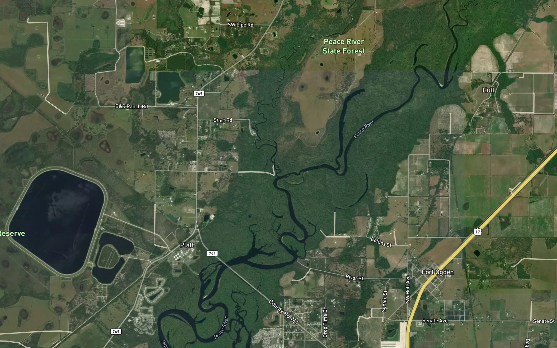 Satellite map of the Horse Creek