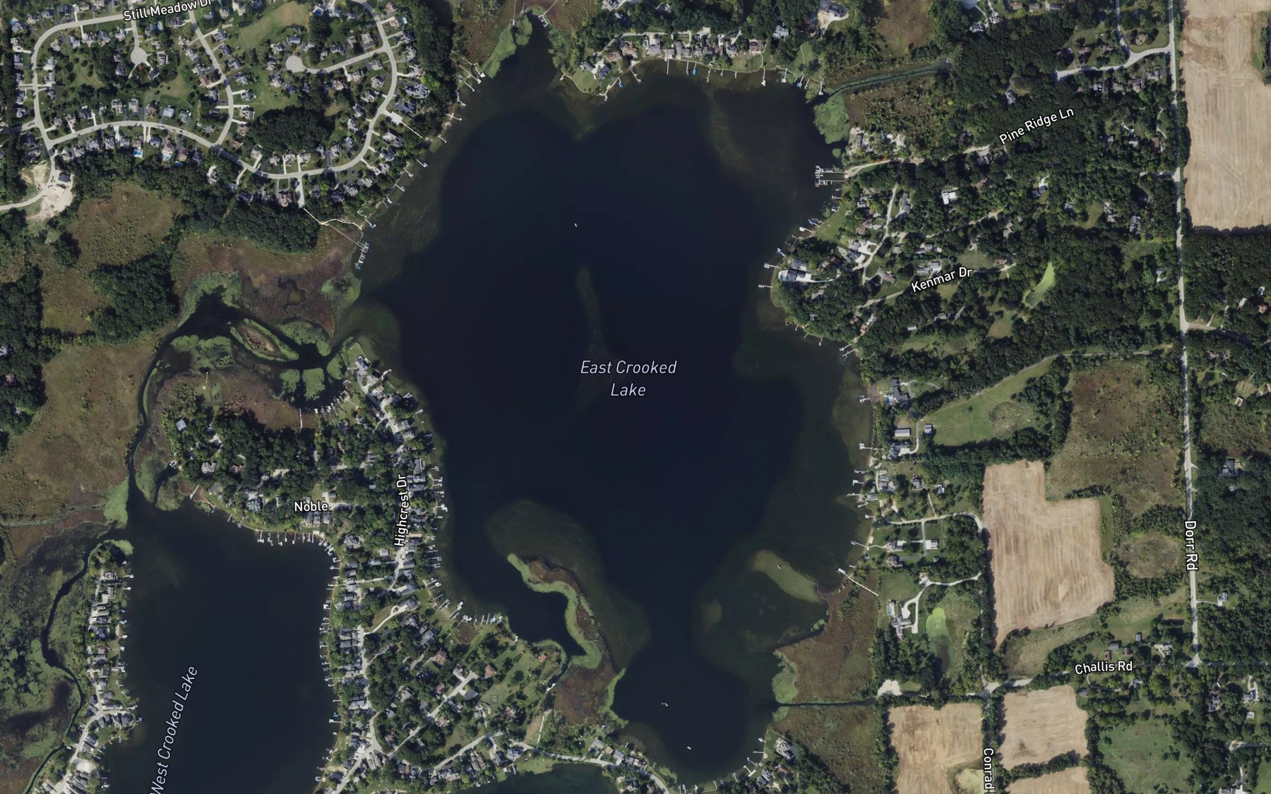 Satellite map of the East Crooked Lake