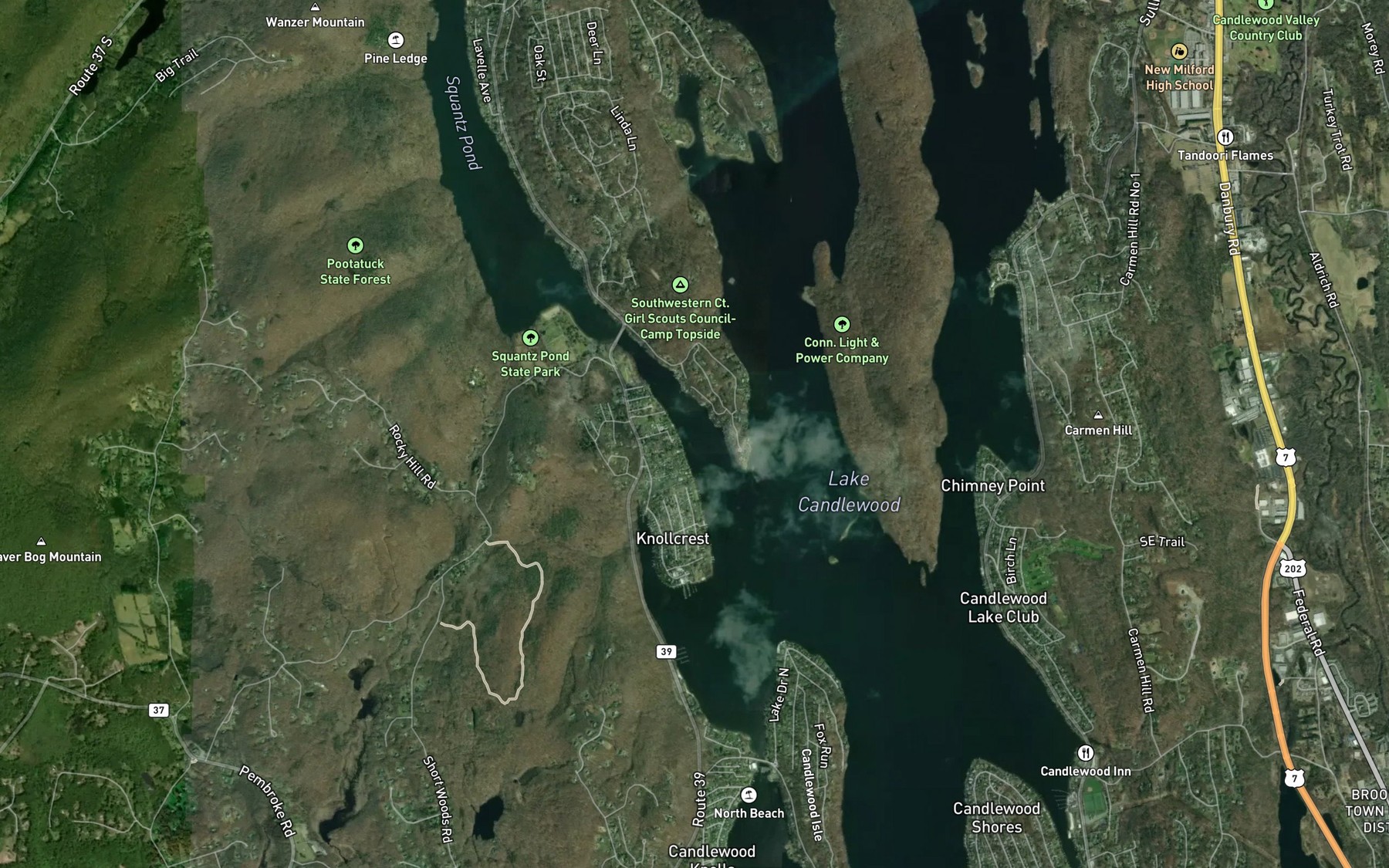 Satellite map of the Squantz Cove