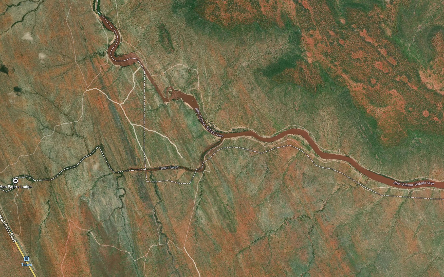 Satellite map of the Tsavo