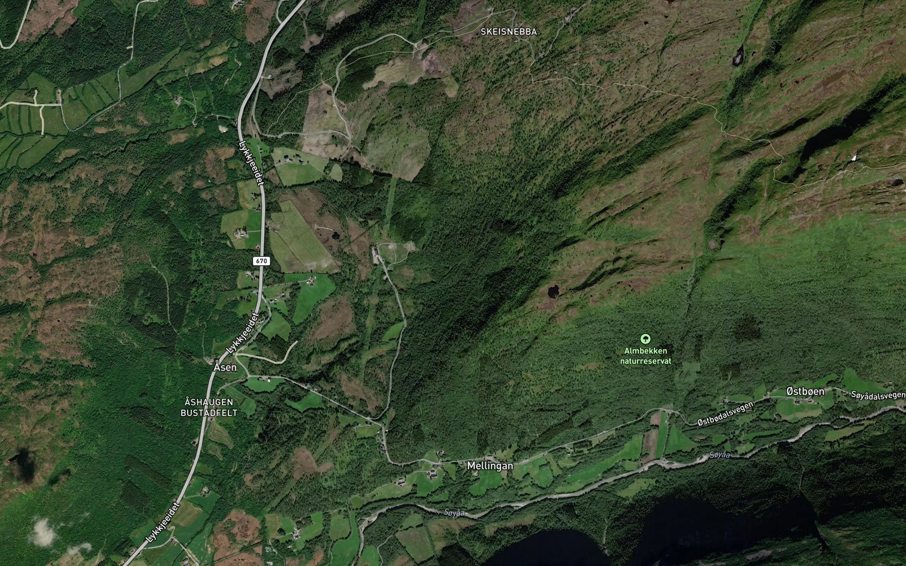 Satellite map of the Staverbekken