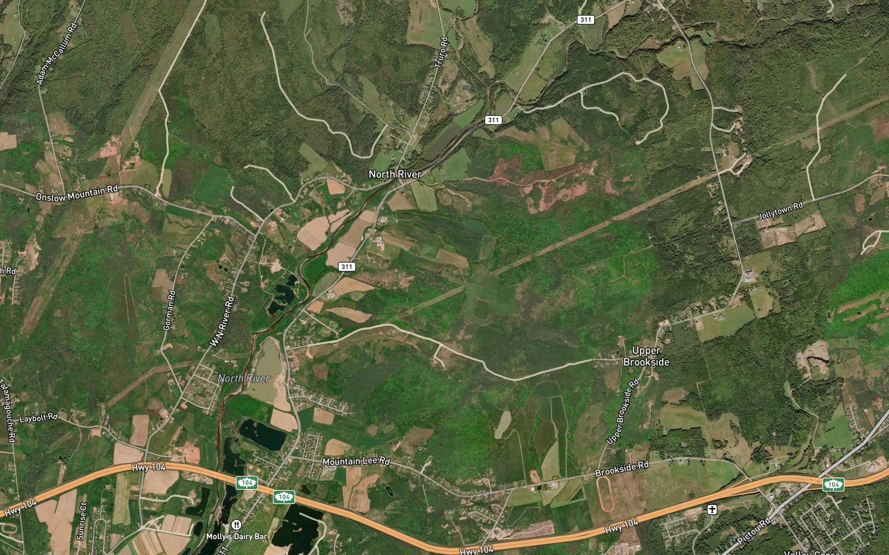 Satellite map of the Blair Brook