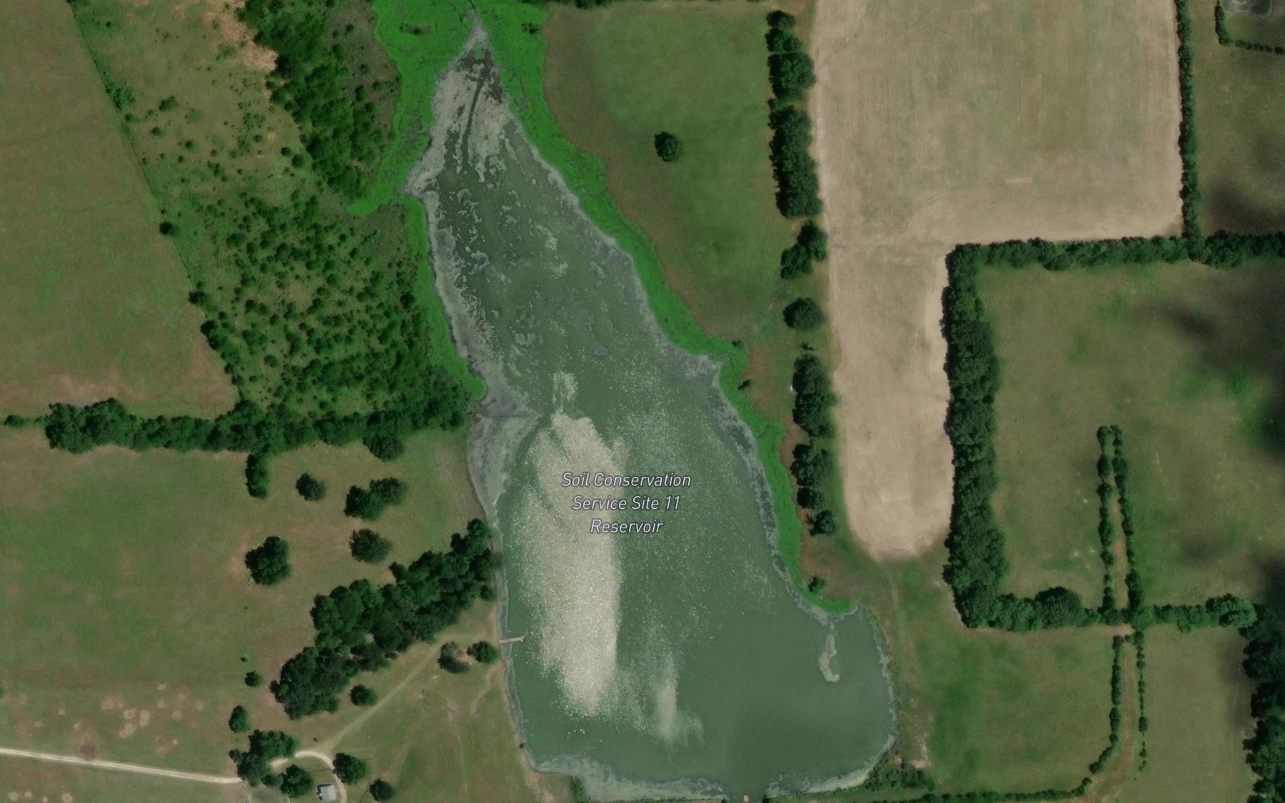 Satellite map of the Soil Conservation Service Site 11 Reservoir